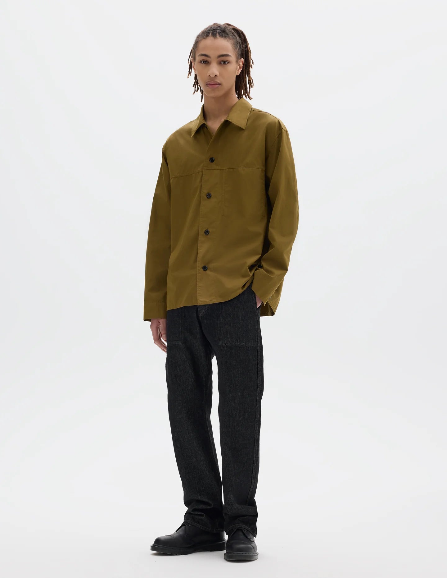 Front Yoke Shirt Compact Cotton Poplin Moss
