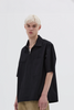 SPORTIVO STORE_Half Zip Pull On Shirt Textured Cotton Black