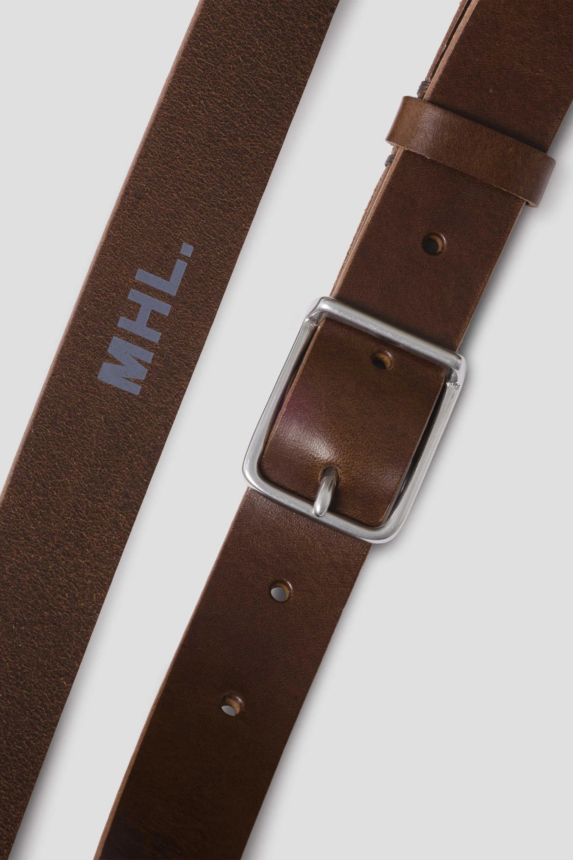Keeper Buckle Belt Leather Dark Brown
