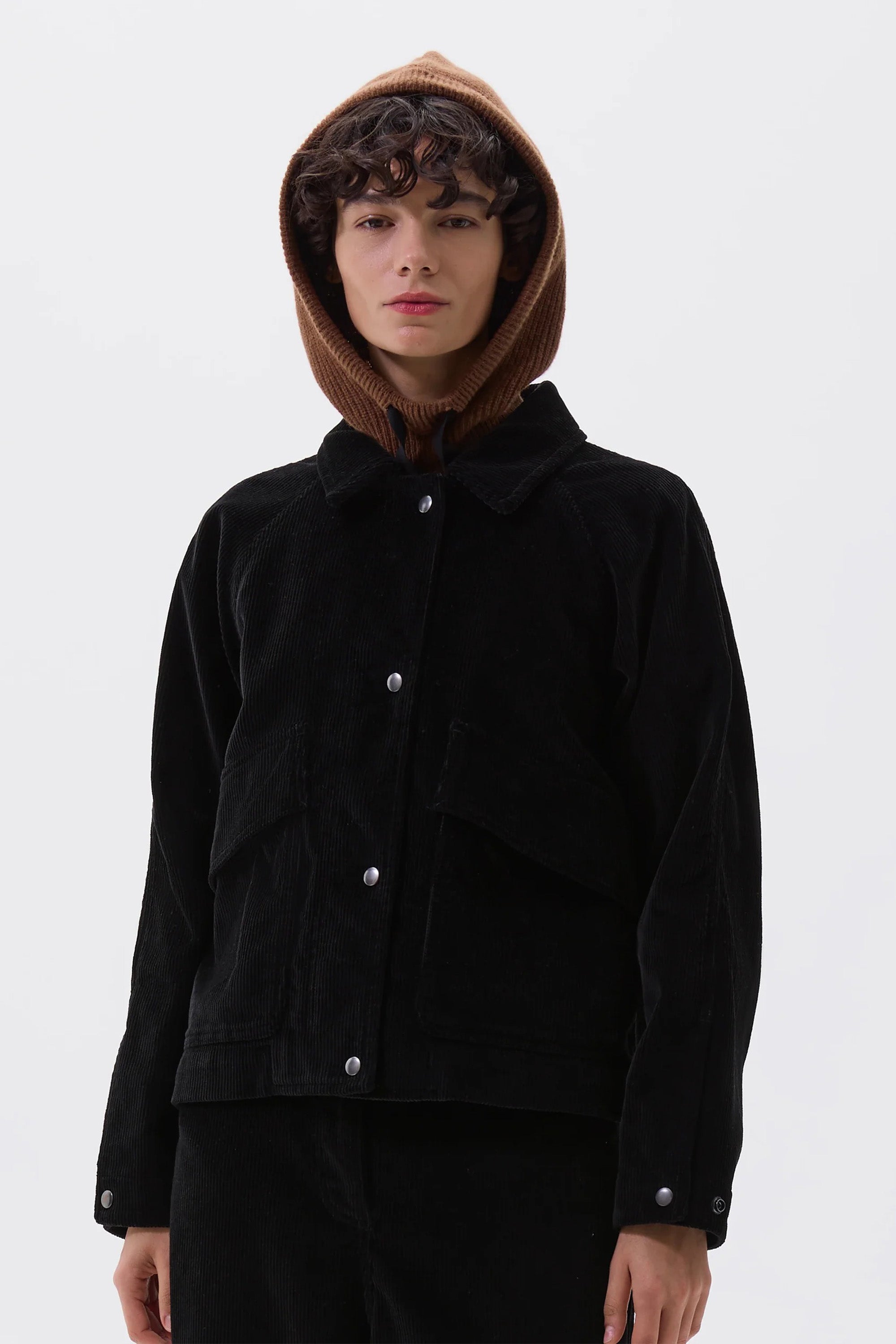 Knitted Hood Lambswool Conker