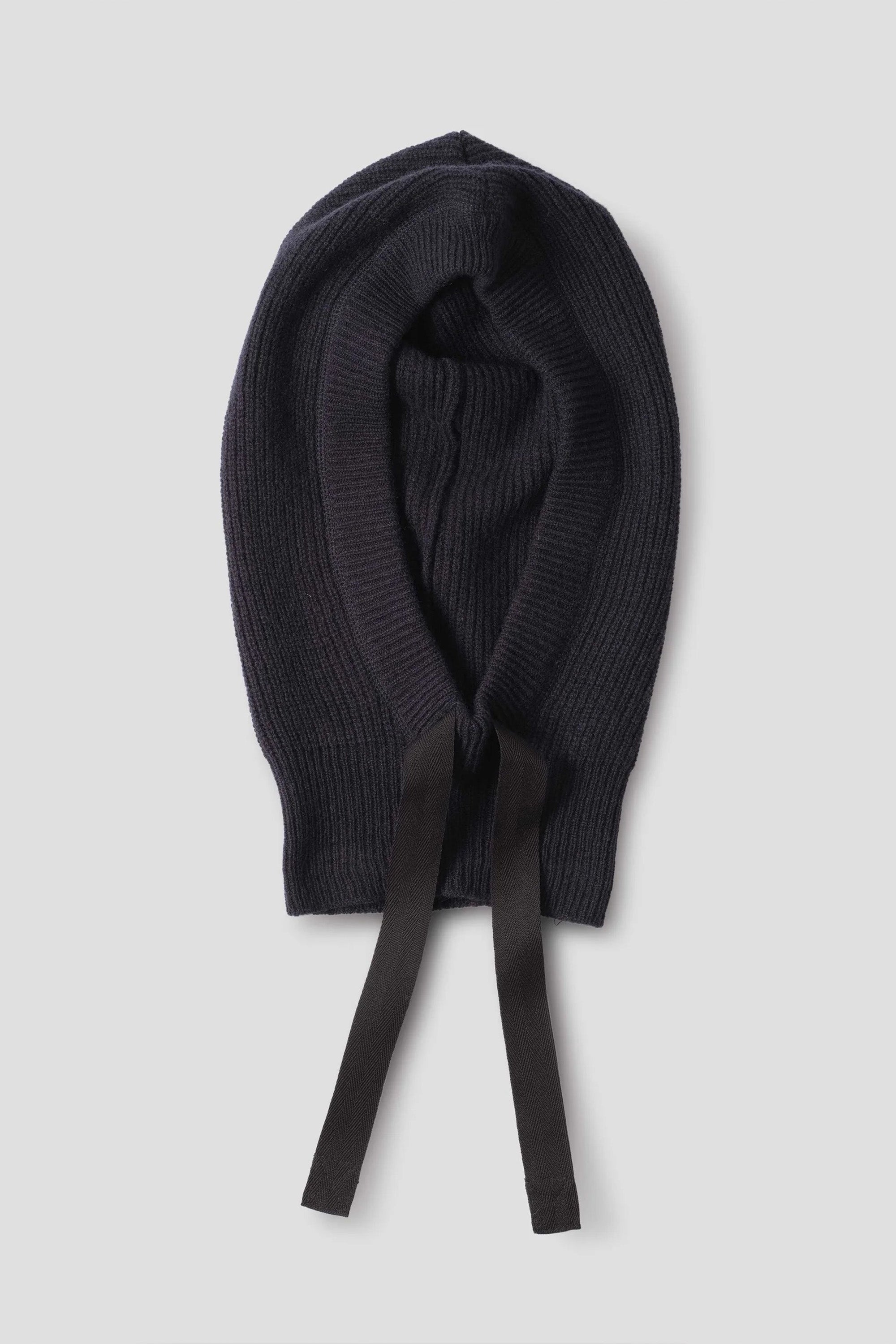 Knitted Hood Lambswool Dark Navy
