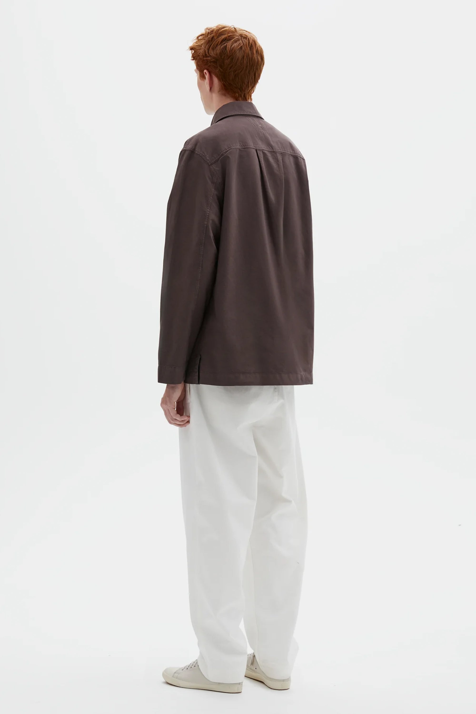 Long Sleeve Half Zip Pull On Shirt Cotton Canvas Shirting Earth