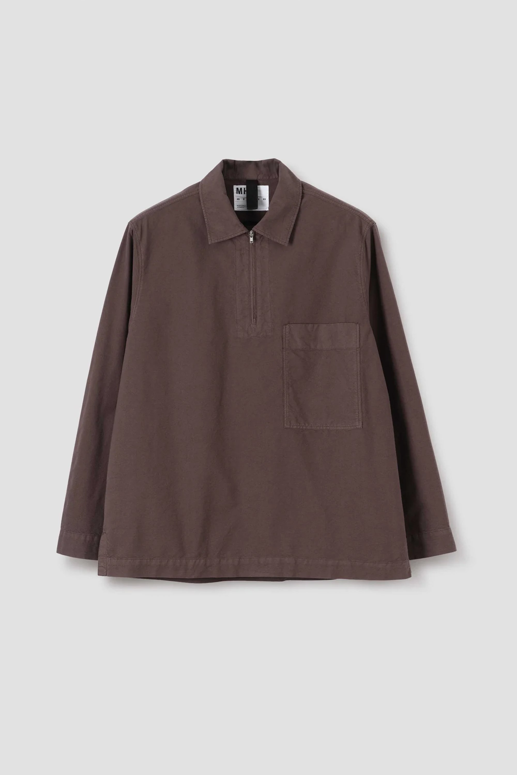 Long Sleeve Half Zip Pull On Shirt Cotton Canvas Shirting Earth_4