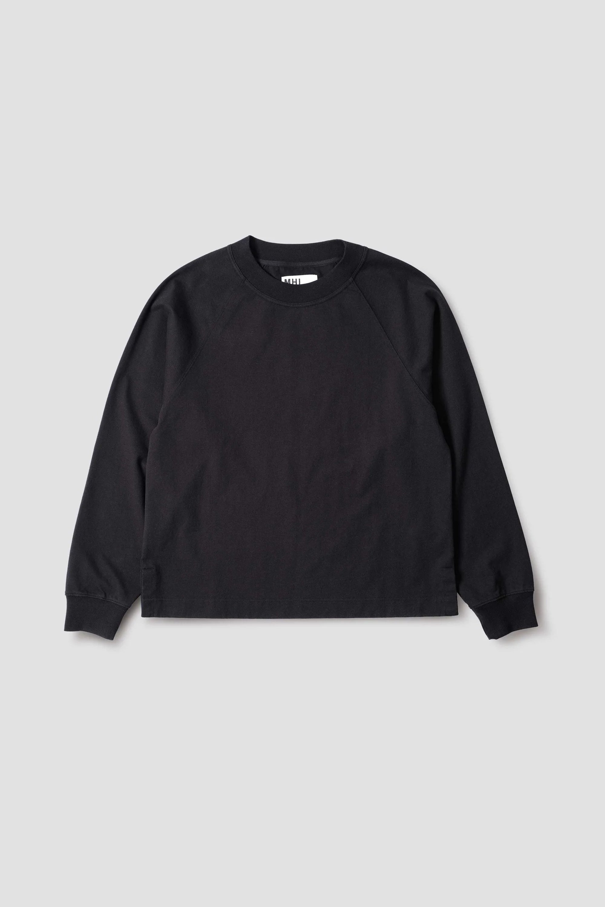 Mock Neck T-Shirt Dry Cotton Jersey Black_4