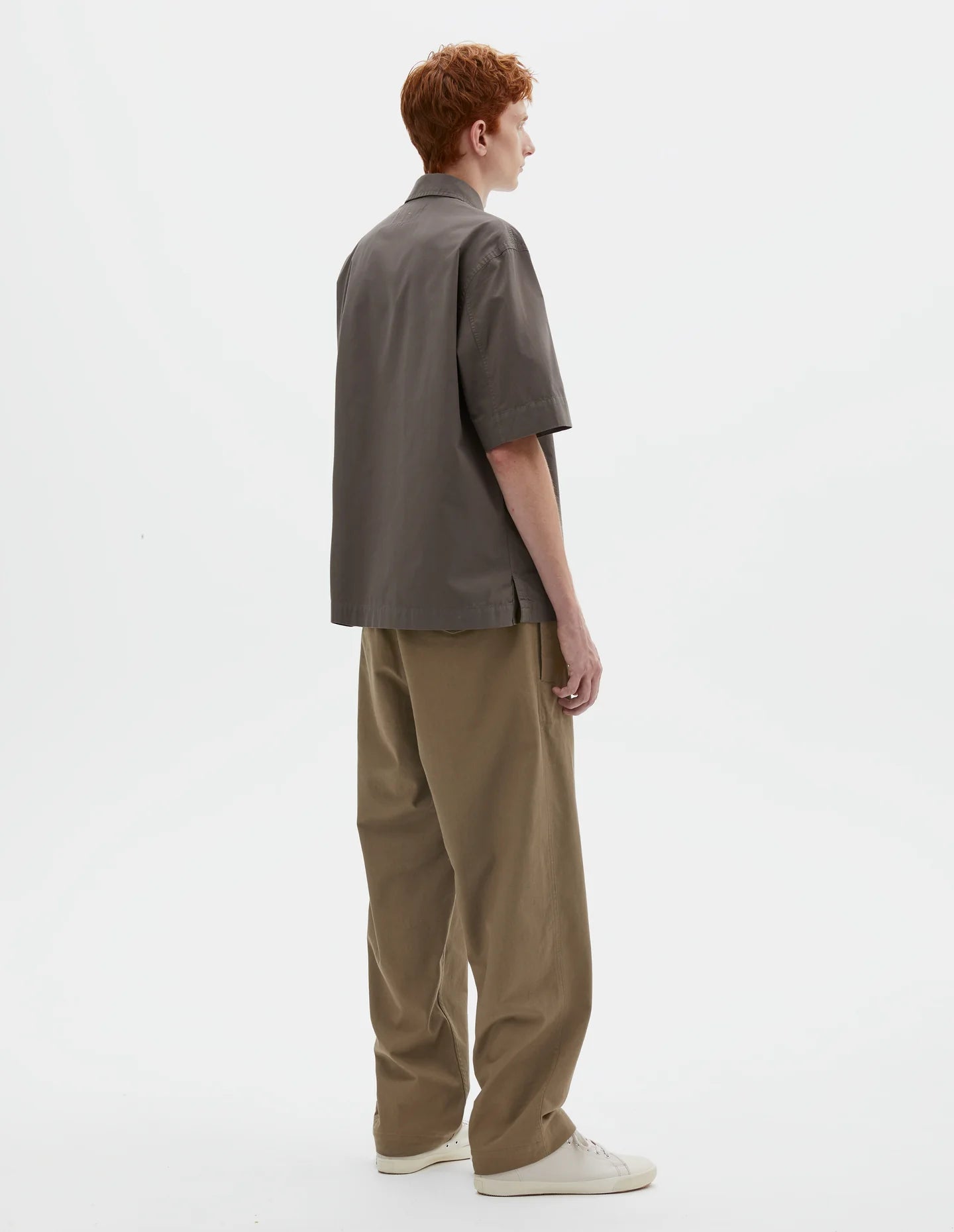 Offset Placket Polo Washed Cotton Poplin Mole