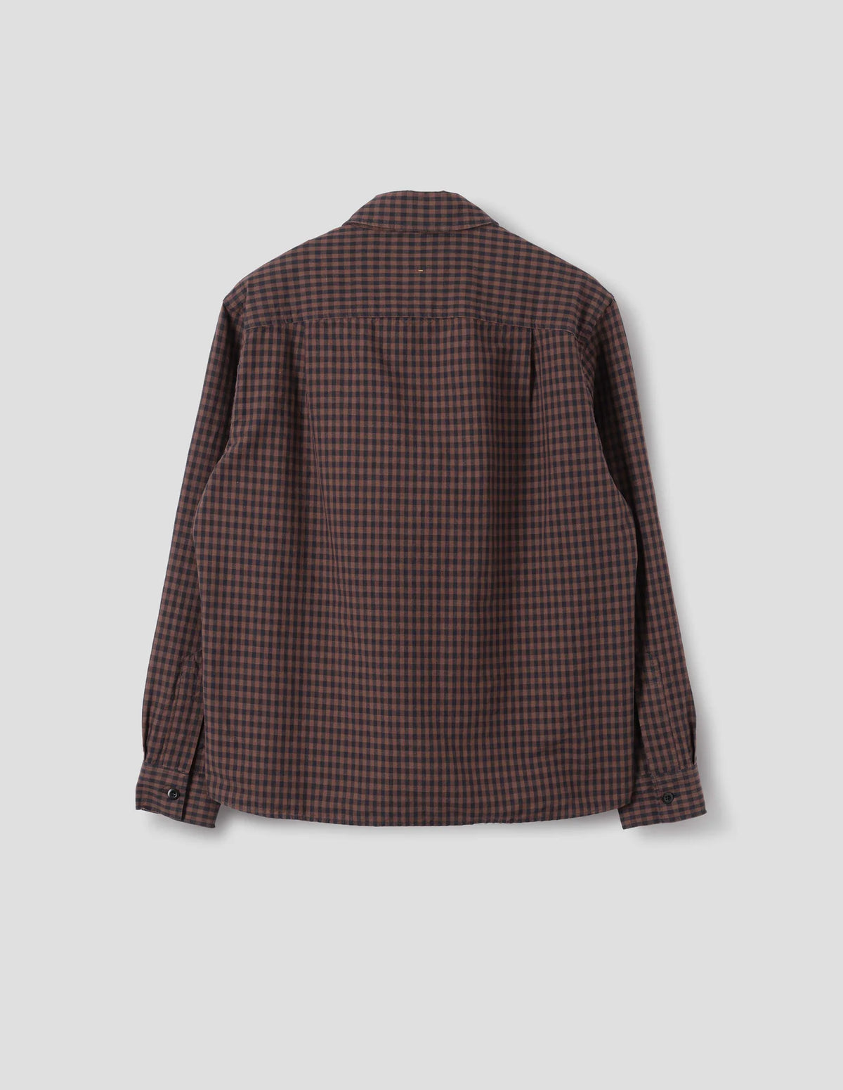 Overall Shirt Irregular Cotton Linen Gingham Chestnut/ Ink_5