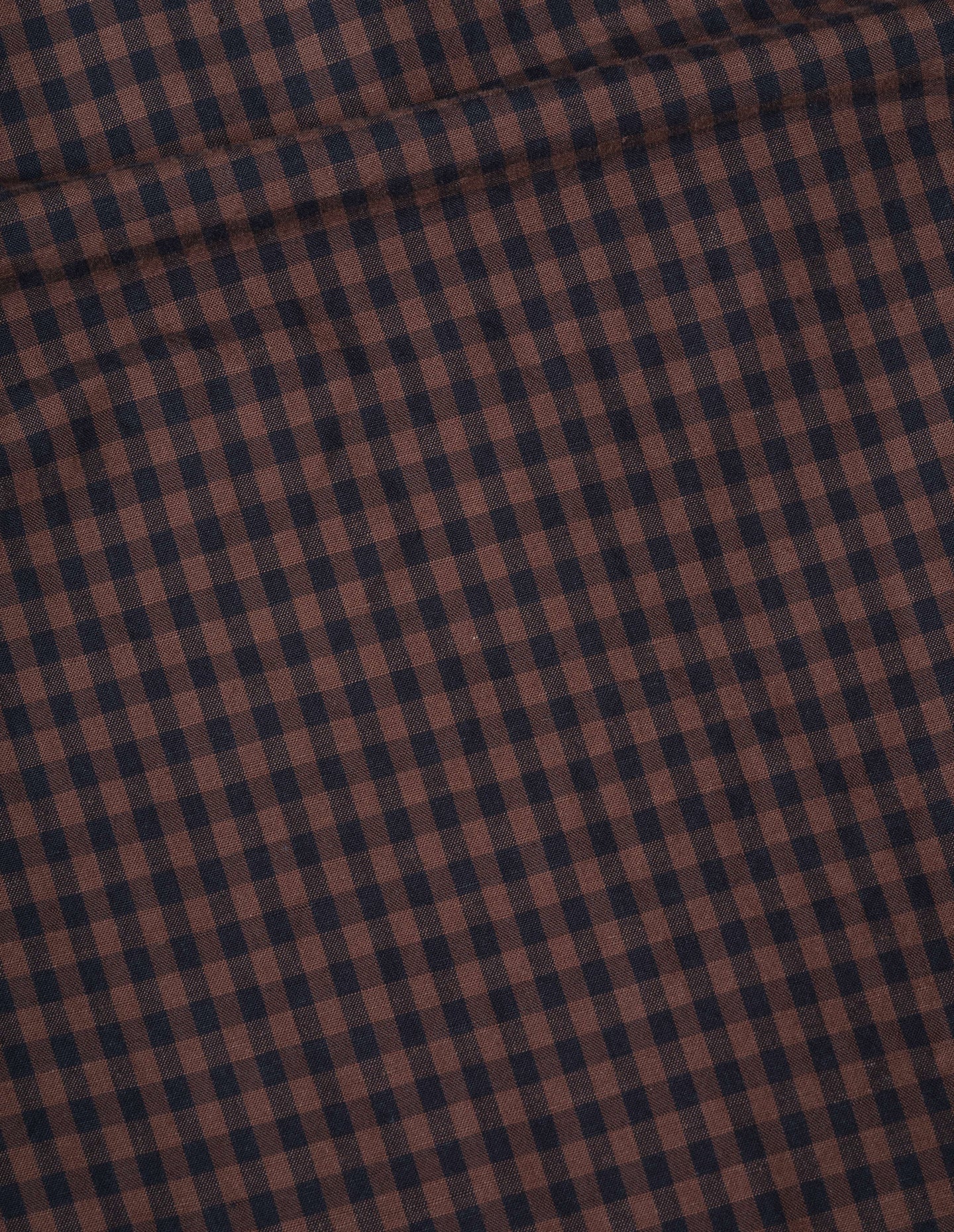 Overall Shirt Irregular Cotton Linen Gingham Chestnut/ Ink_6