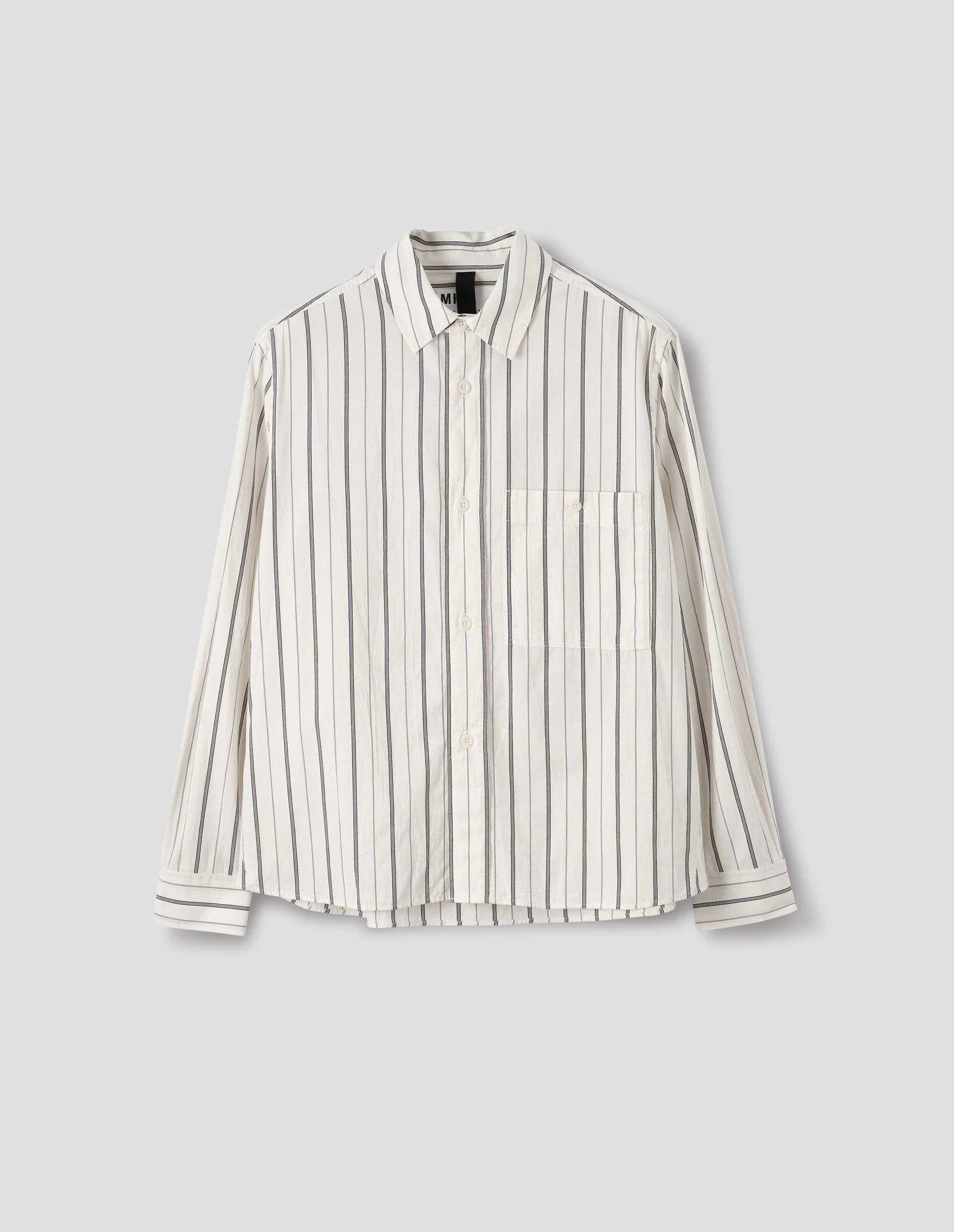 Overall Shirt Jap. Wide Stripe Cotton Blend Off White/ Navy_4