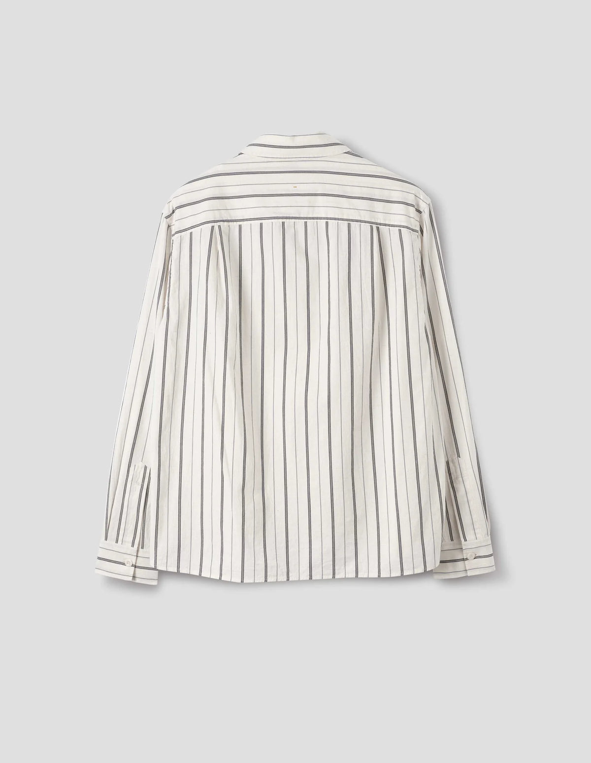 Overall Shirt Jap. Wide Stripe Cotton Blend Off White/ Navy_5