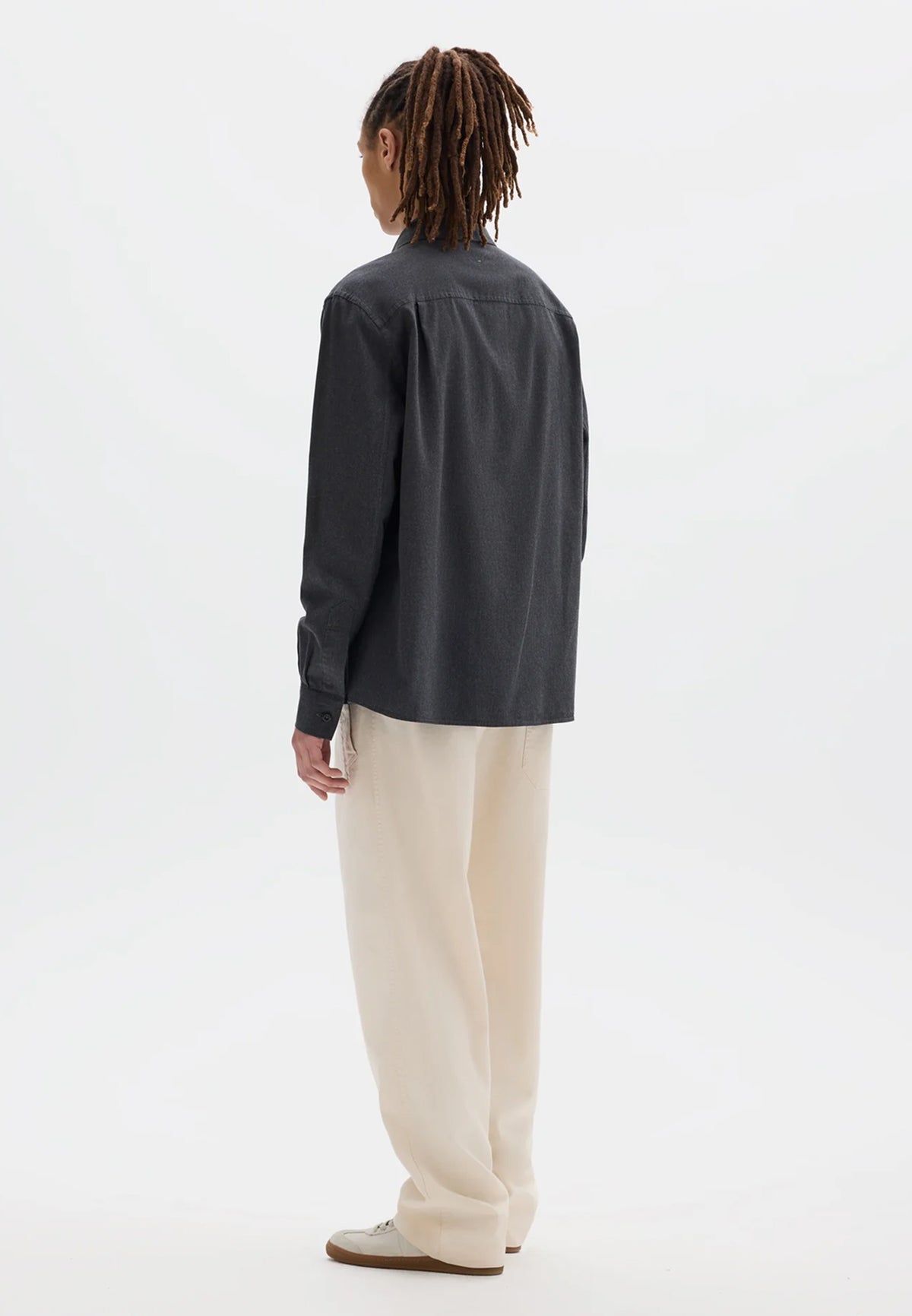 Overall Shirt Japanese Melange Cotton Chambray Charcoal_3