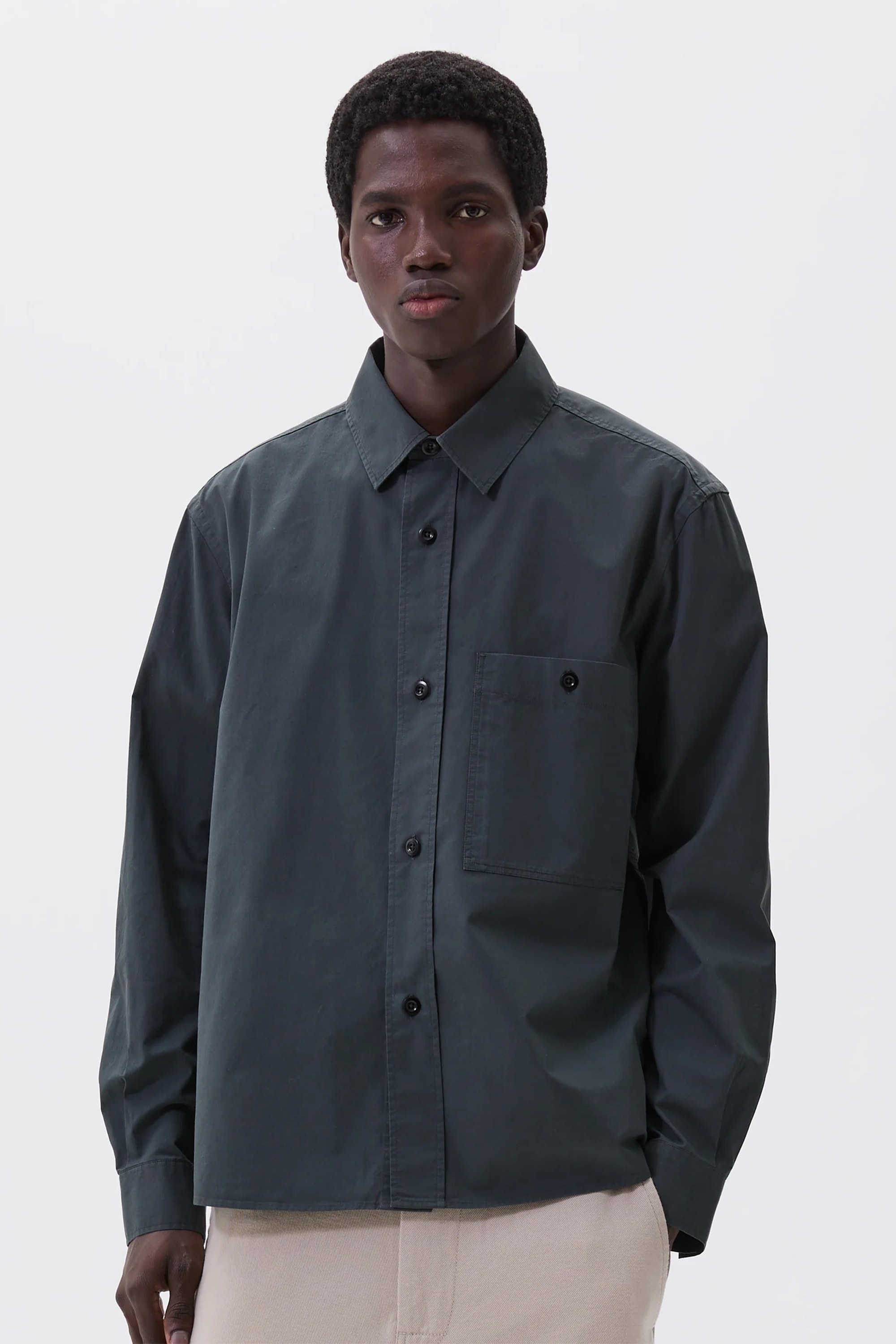 Overall Shirt Lightweight Brushed Cotton Algae_1