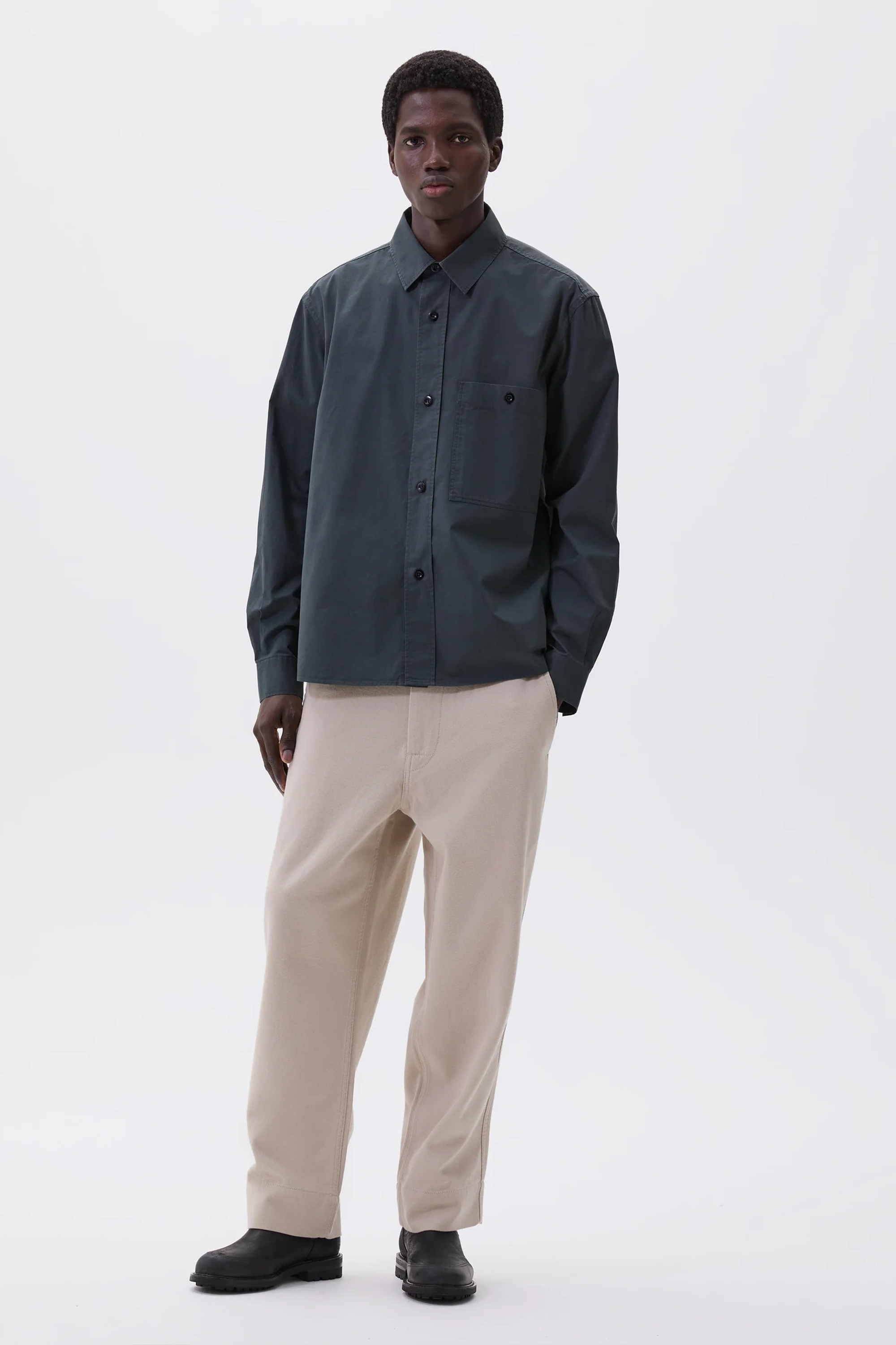 Overall Shirt Lightweight Brushed Cotton Algae