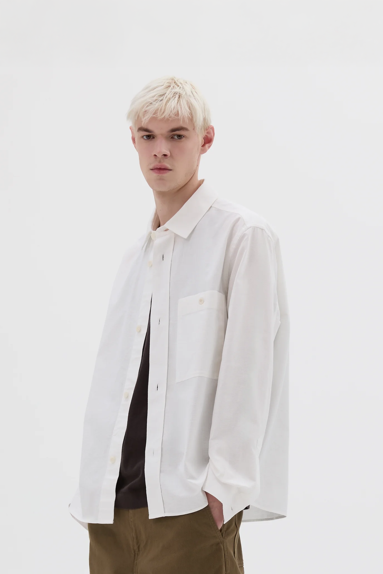 Overall Shirt Textured Cotton Off White_1