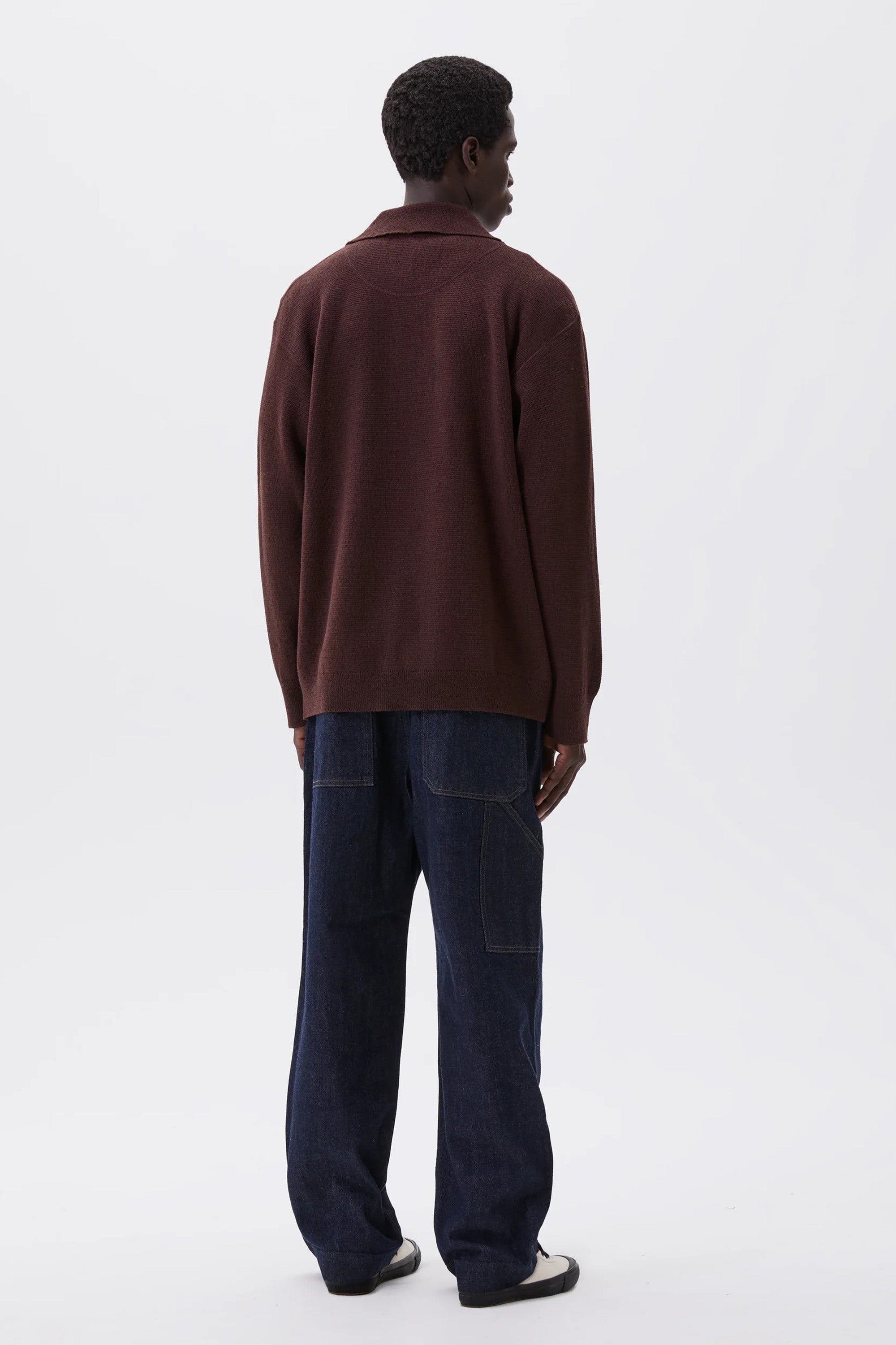 SPORTIVO [Oversized knitted polo dry wool dark brown]