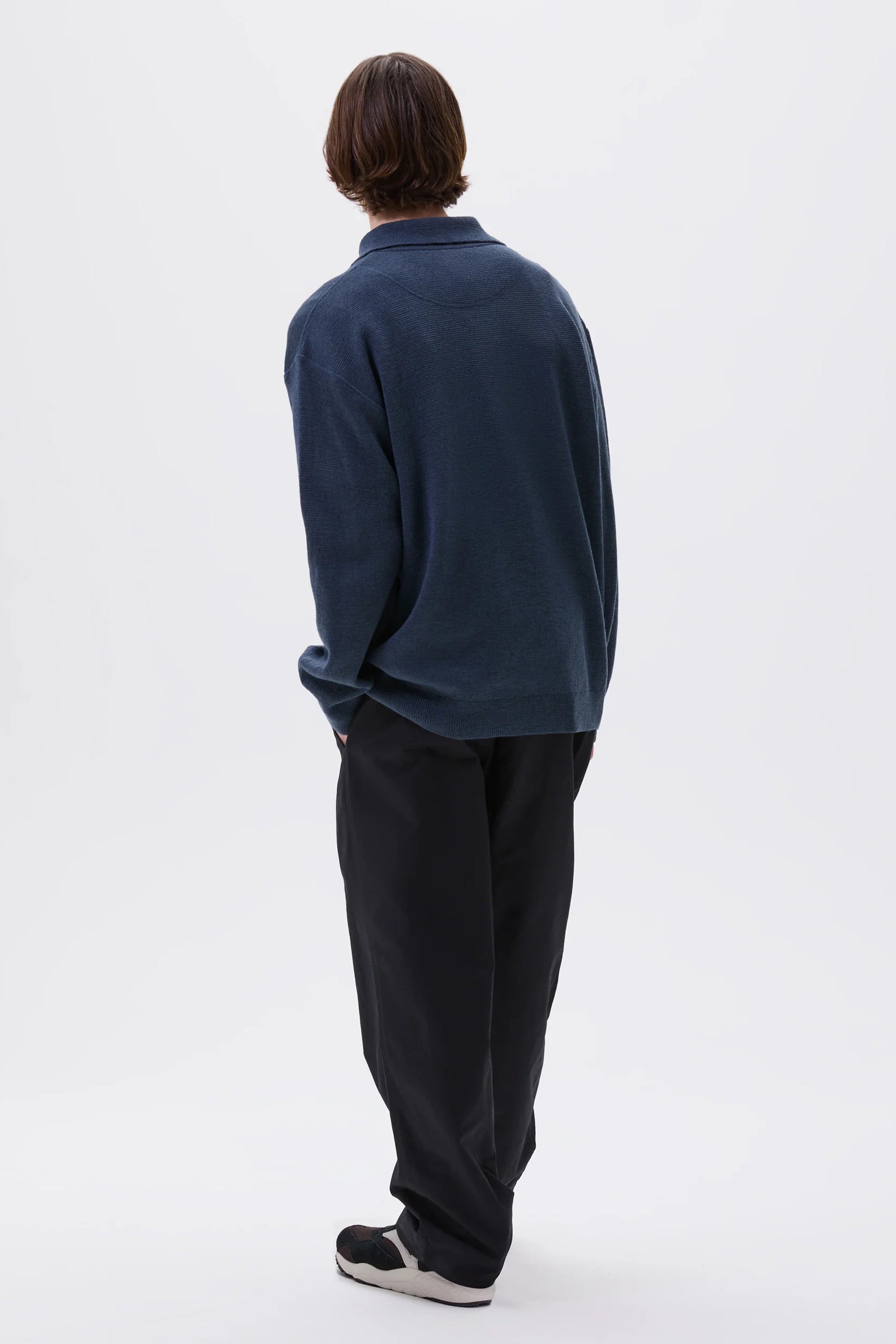 SPORTIVO [Oversized knitted polo dry wool uniform blue]