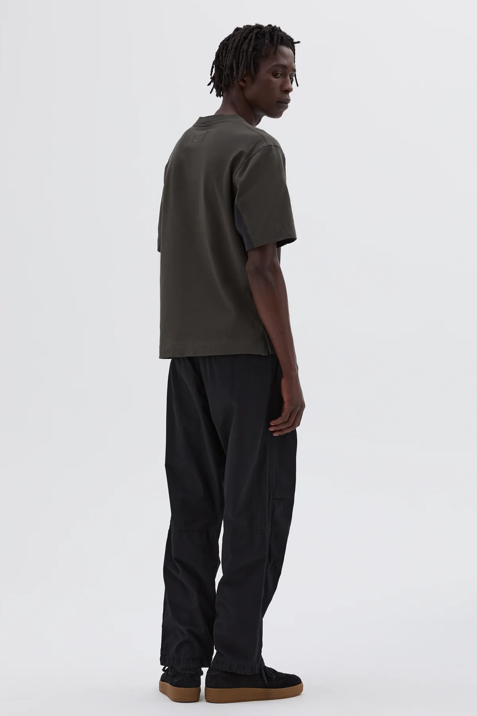 Margaret Howell｜ (MHL PANEL T-SHIRT - ASSAM/ OFF BLACK Margaret Howell MHL Panel T-Shirt Light Cotton Jersey Assam