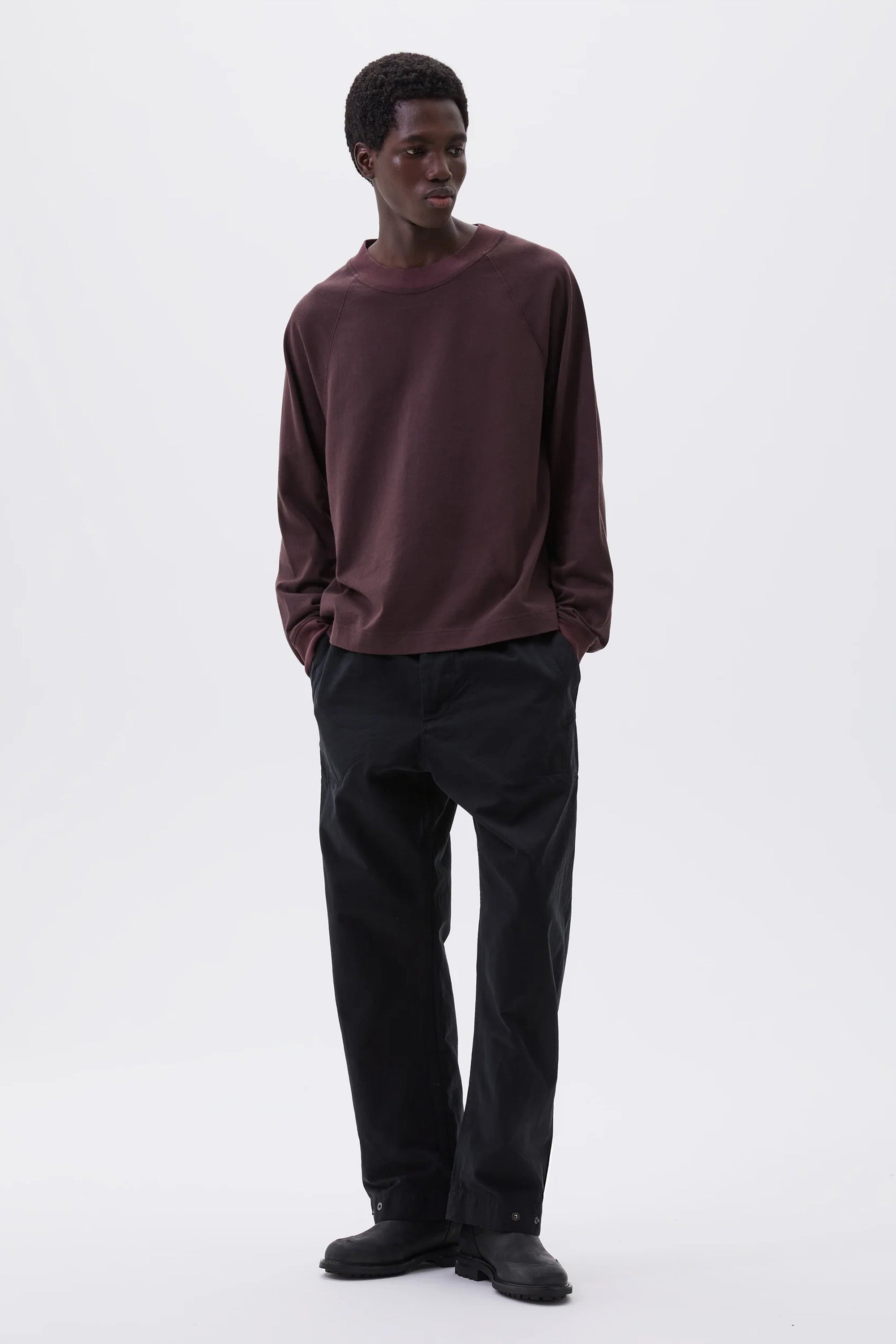 Press Stud Trousers Double Twisted Cotton Canvas Black