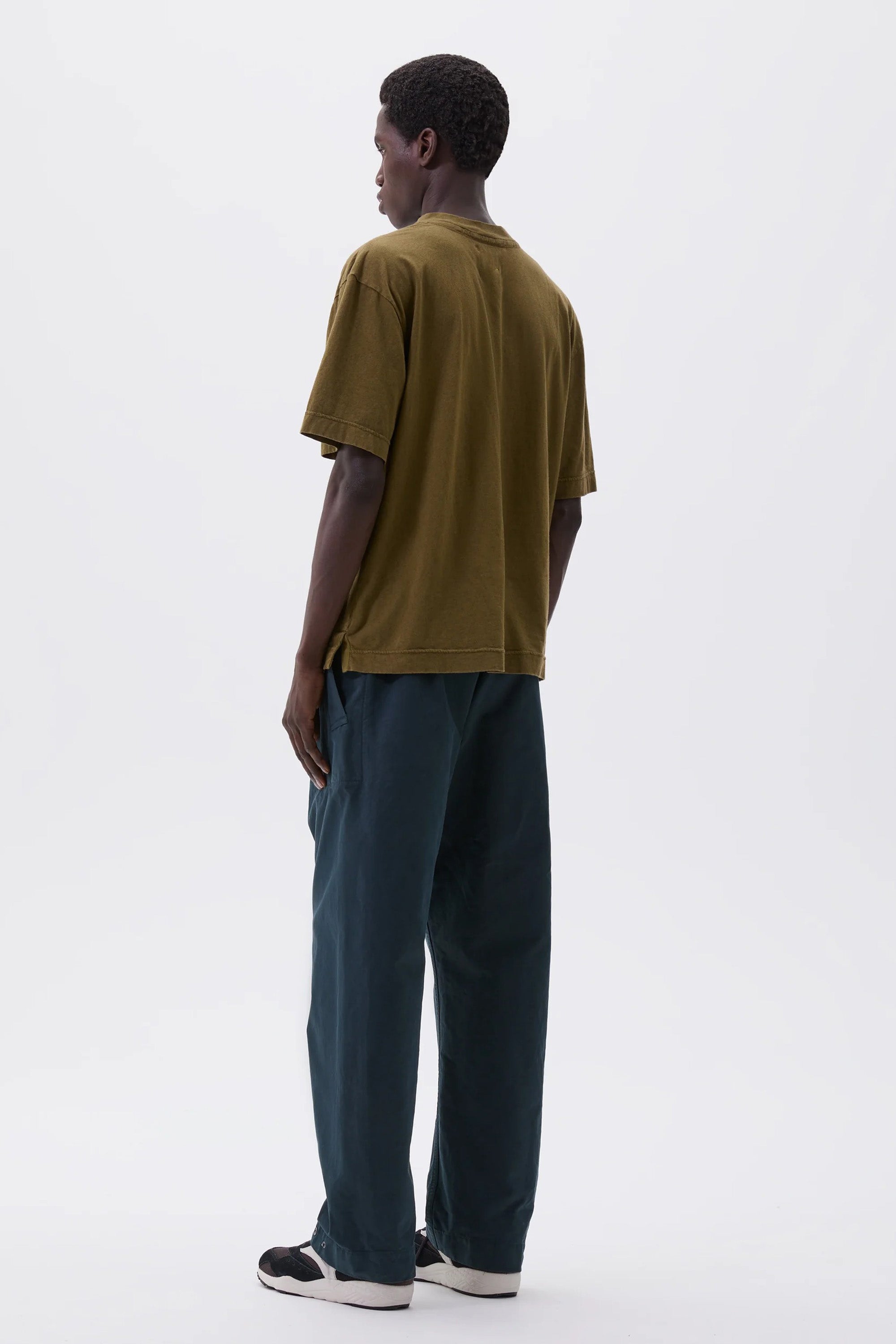 Press Stud Trousers Double Twisted Cotton Canvas Petrol