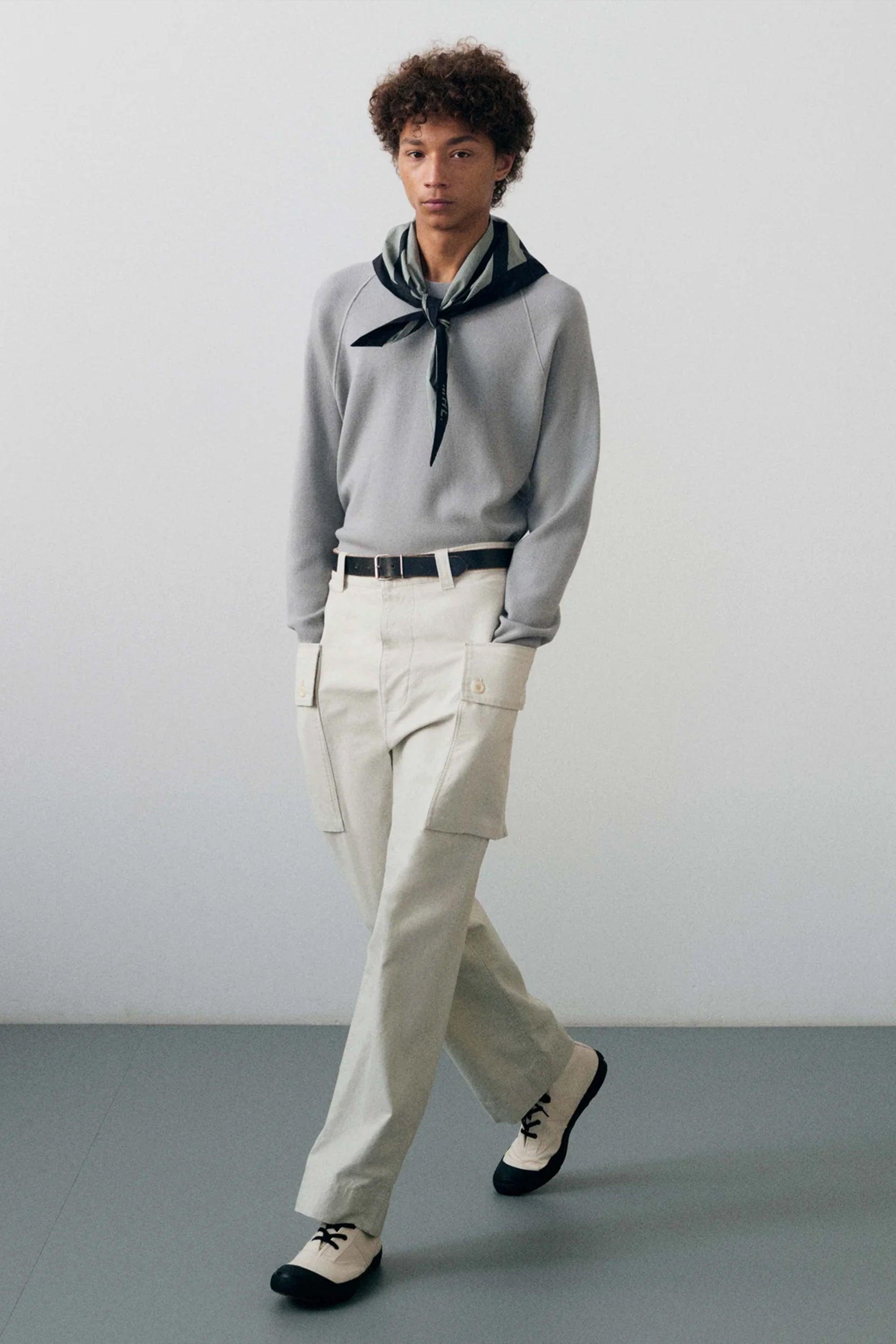 Printed Woven Scout Scarf Compact Cotton Poplin Fog