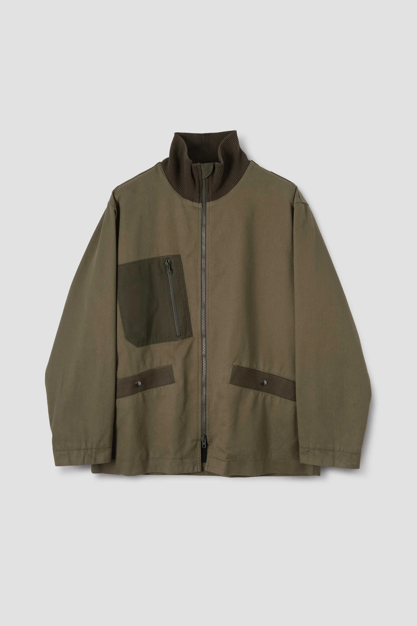 Rib Knit Jacket Soft Cotton Drill Khaki Green_4