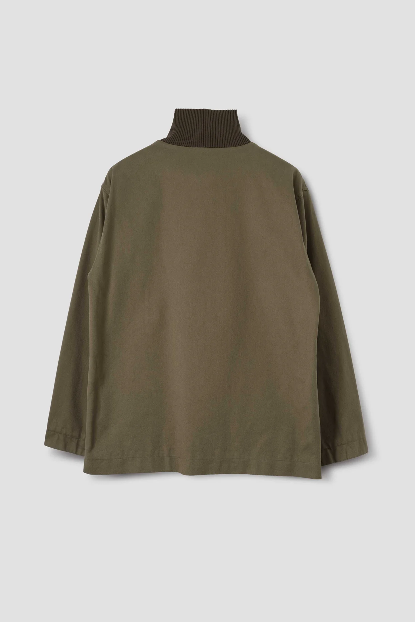 Rib Knit Jacket Soft Cotton Drill Khaki Green_5