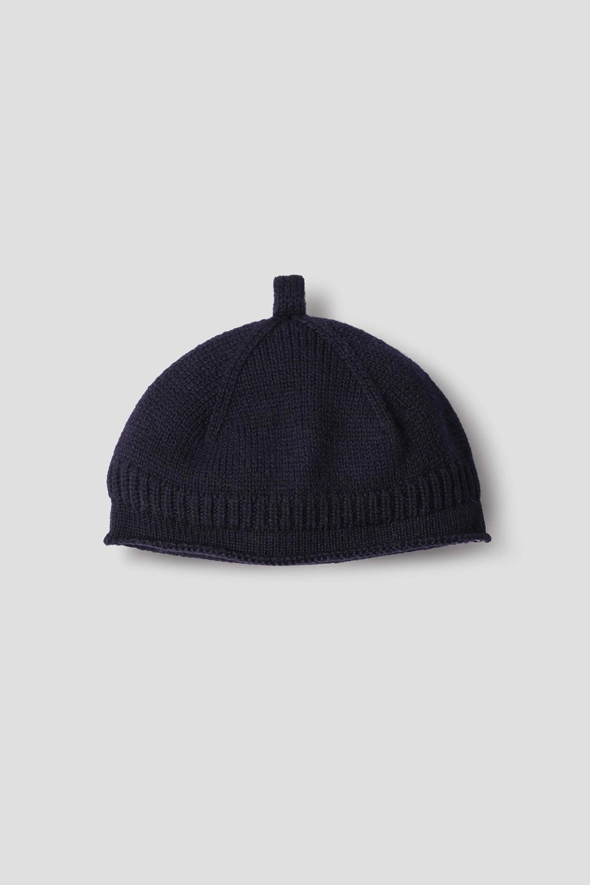 Rolled Hem Beanie British Merino Dark Navy_2