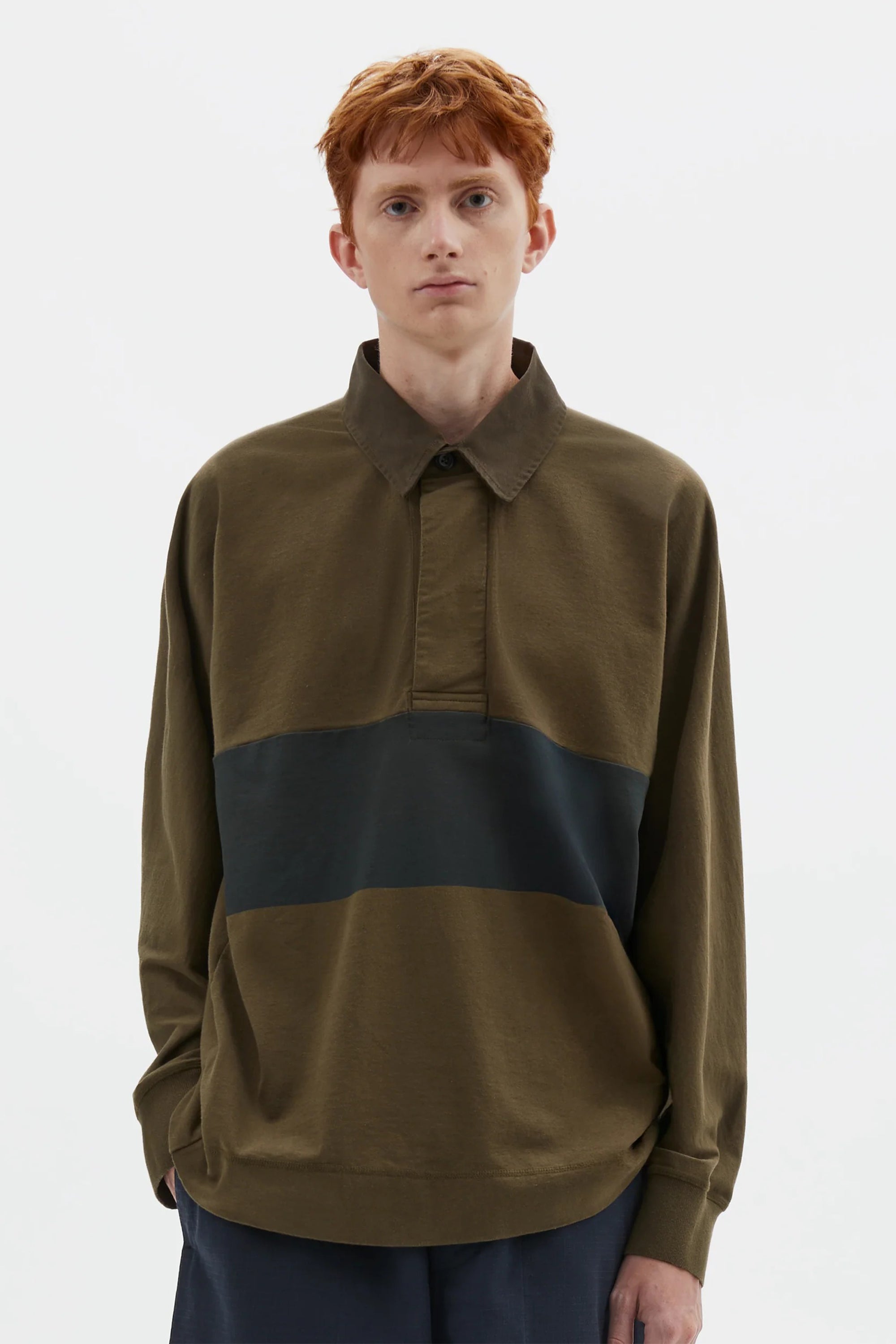 Rugby Shirt Matte Jersey Khaki Green/ Black Green_1