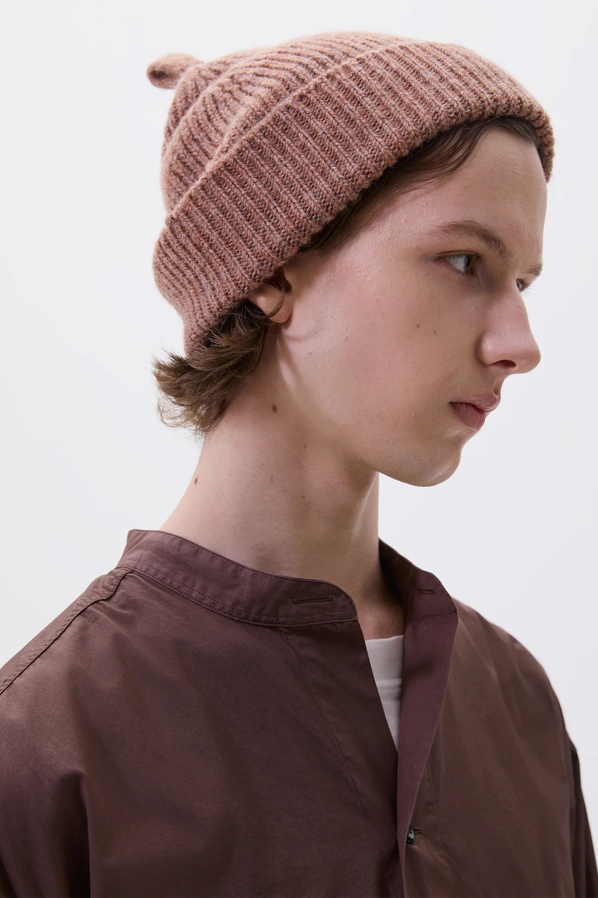 Simple Ribbed Beanie British Wool Mineral