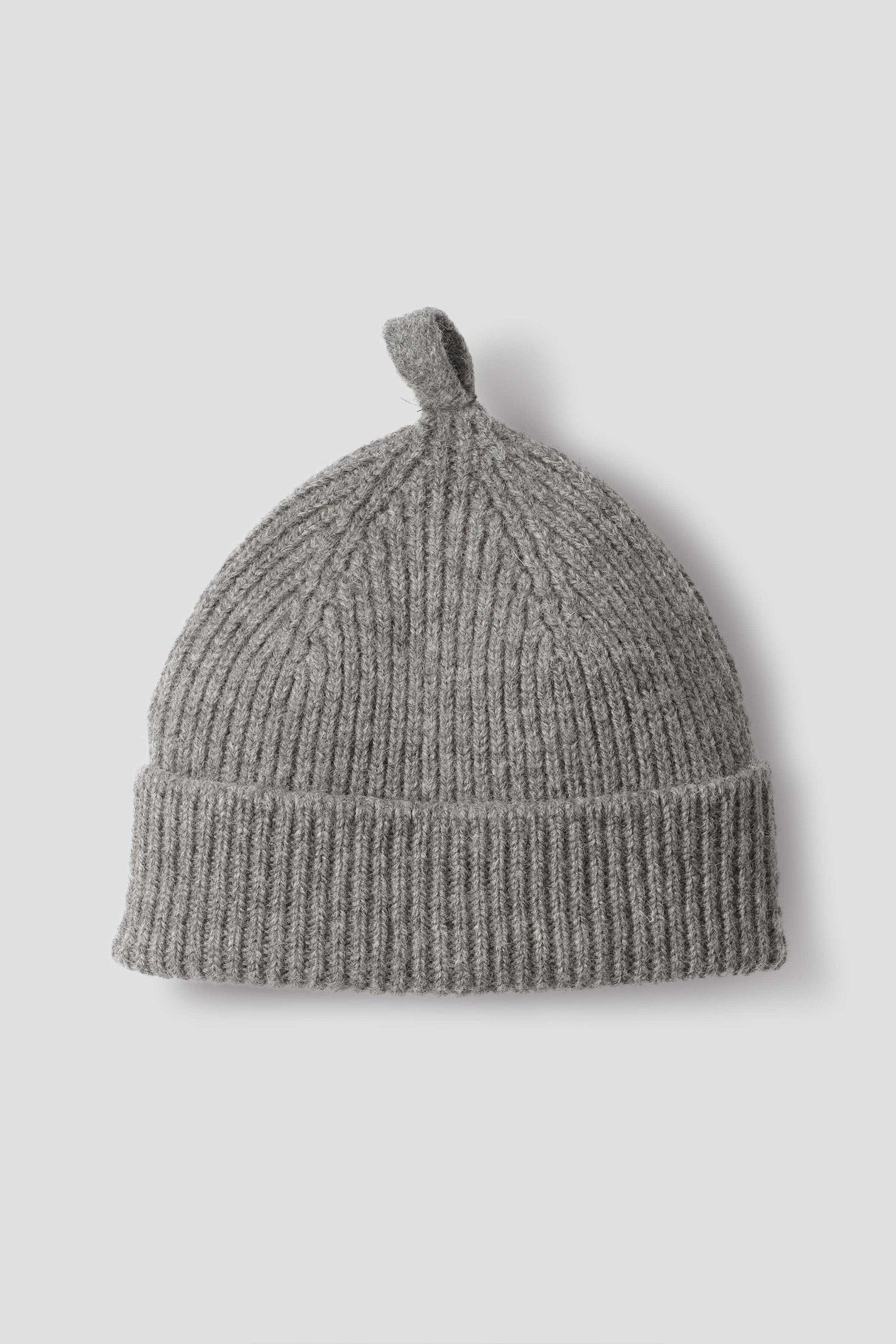 Simple Ribbed Beanie British Wool School Grey