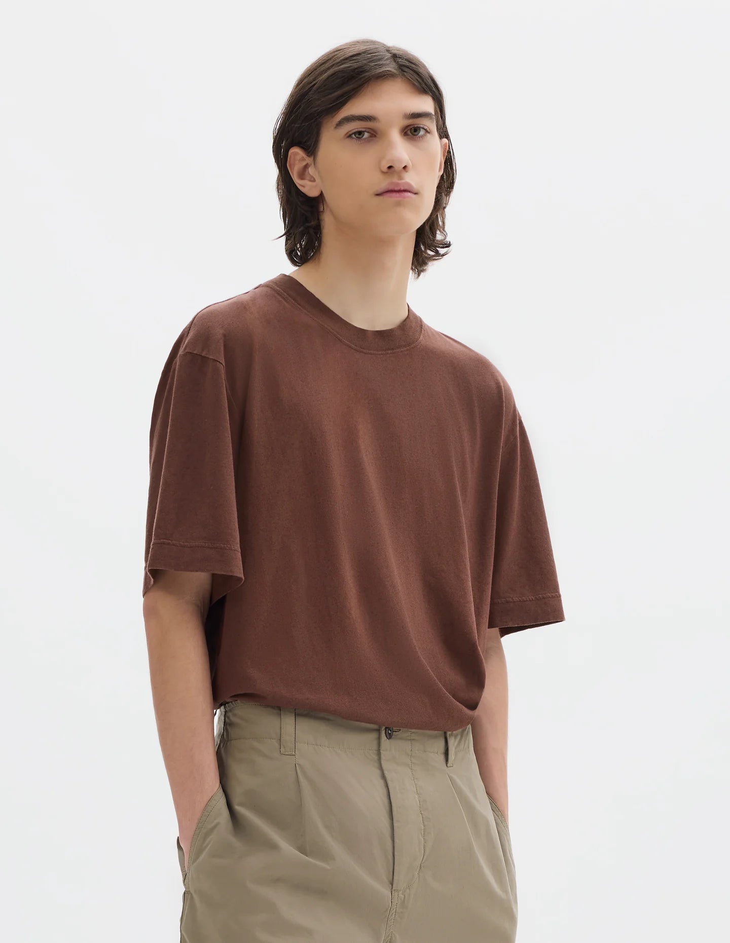 Simple T-Shirt Organic Cotton Linen Jersey Chestnut