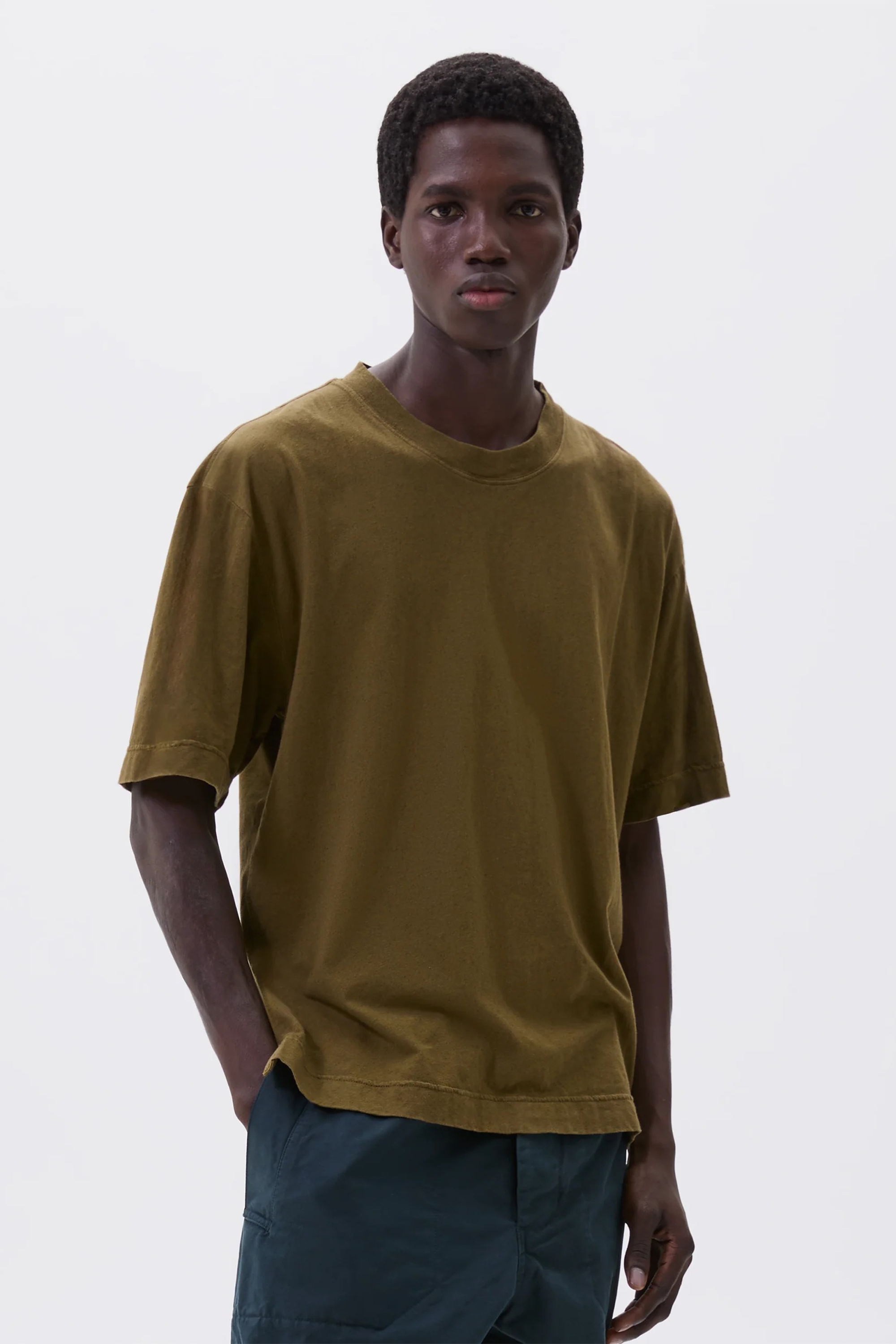 Simple T-Shirt Organic Cotton Linen Jersey Moss_1