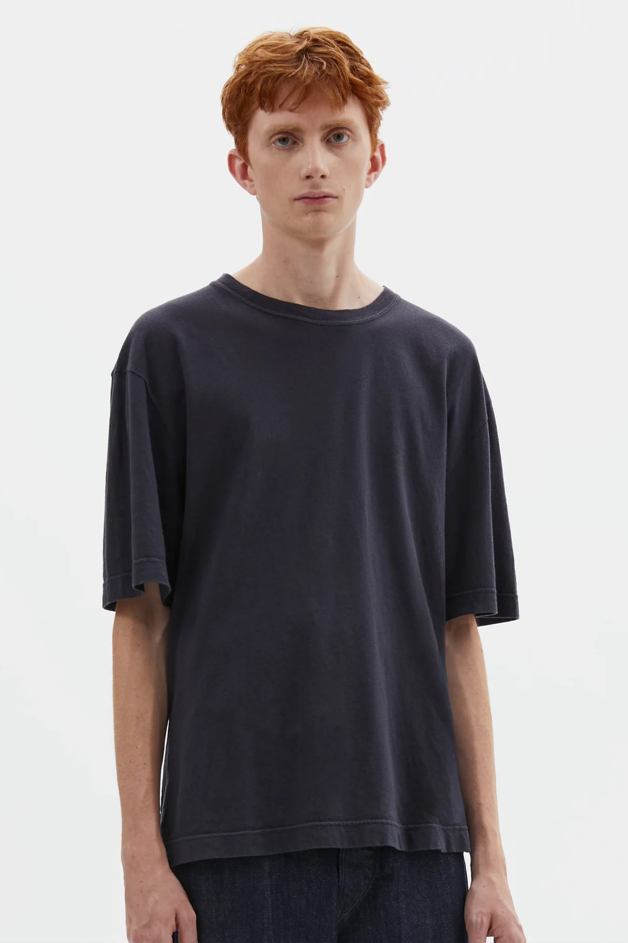 Simple T-Shirt Organic Cotton Linen Jersey Navy_1