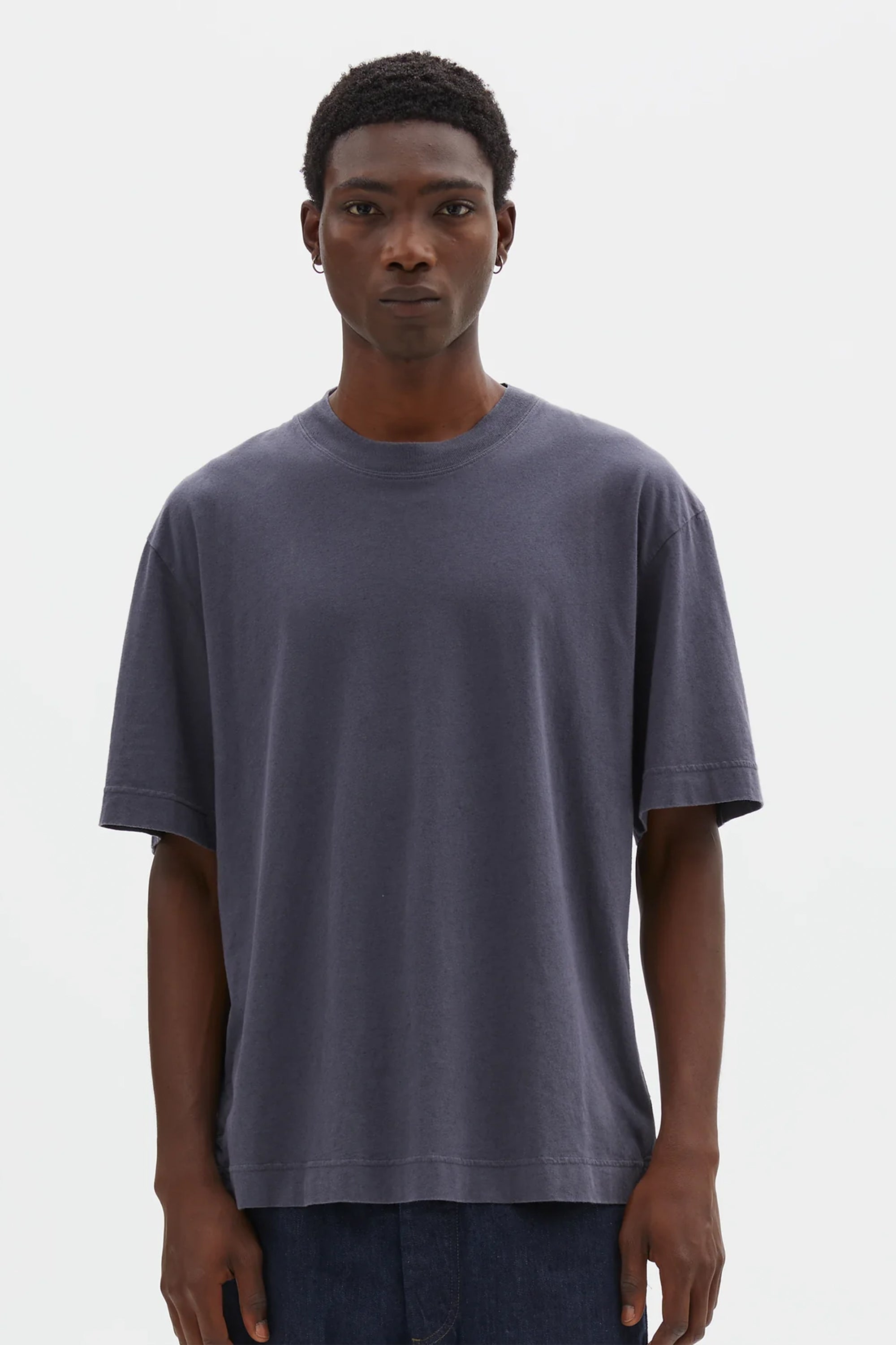 Simple T-Shirt Organic Cotton Linen Jersey Slate Blue