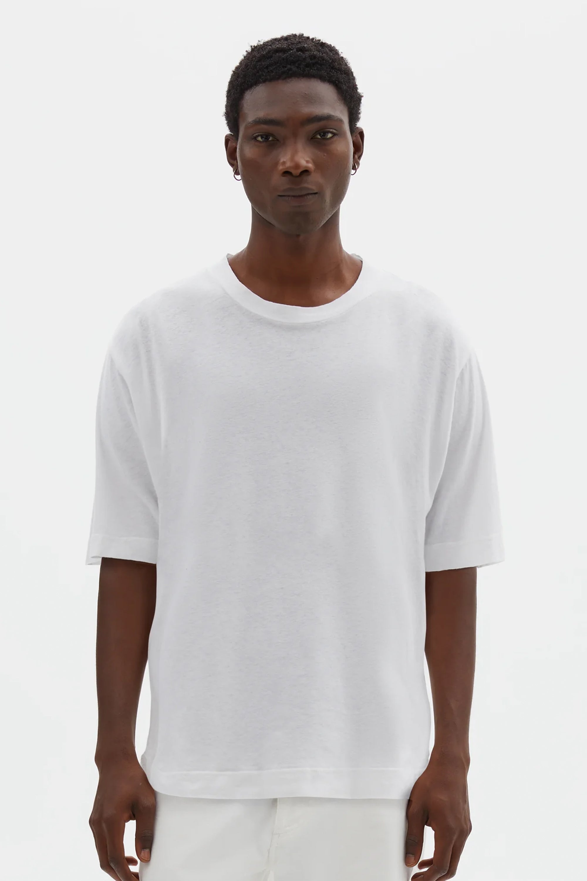 Simple T-Shirt Organic Cotton Linen Jersey White_1