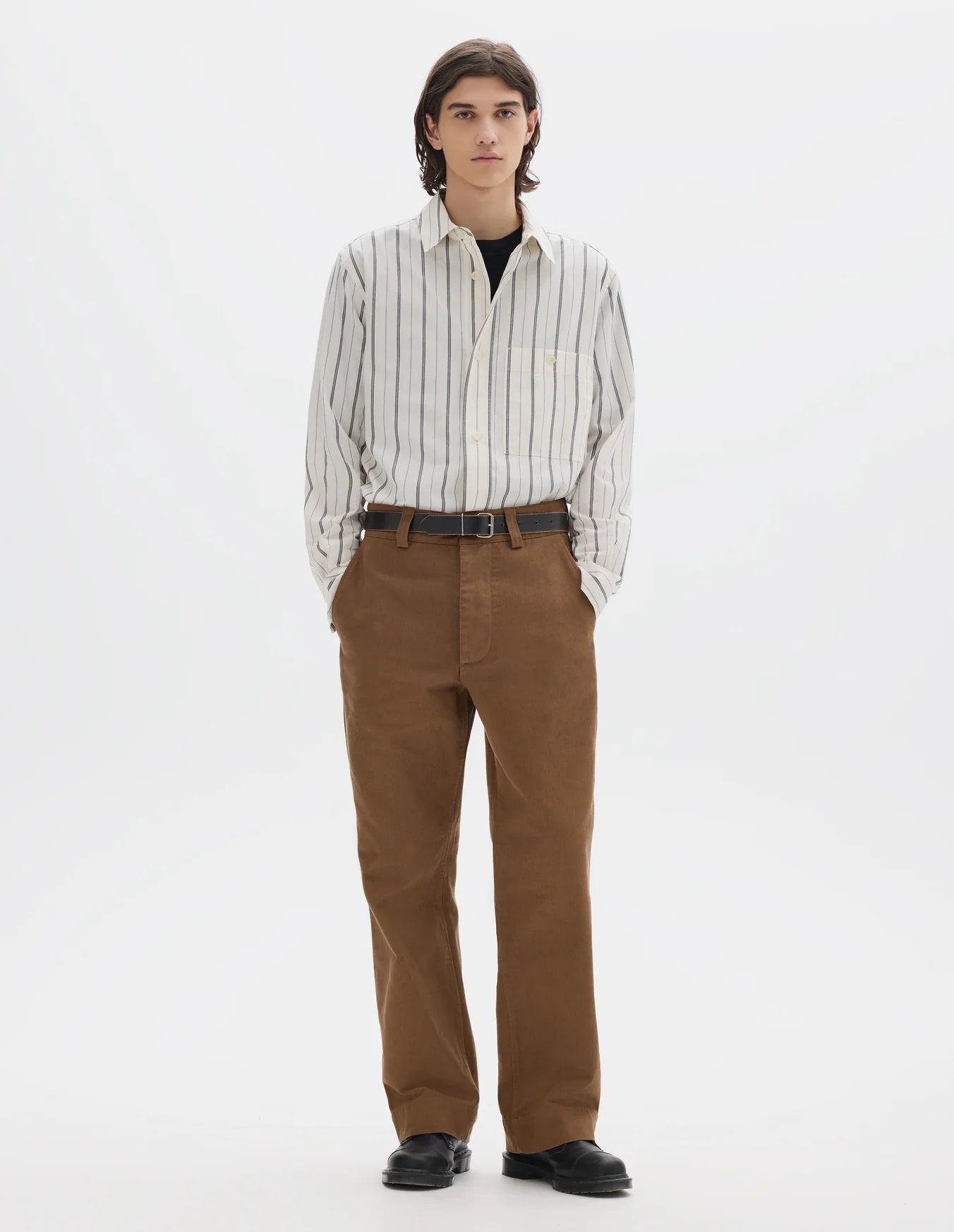Simple Trousers Raised Cotton Drill Tobacco