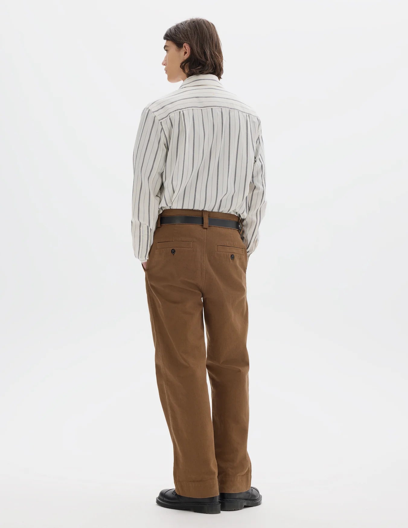 Simple Trousers Raised Cotton Drill Tobacco