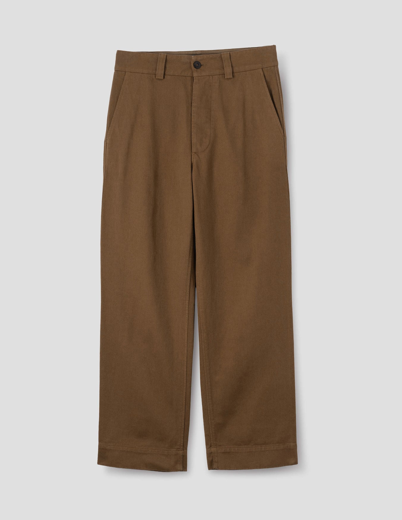 Simple Trousers Raised Cotton Drill Tobacco