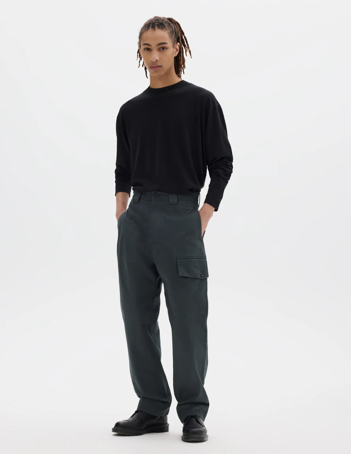 Single Pocket Cargo Trousers Soft Cotton Drill Storm_1