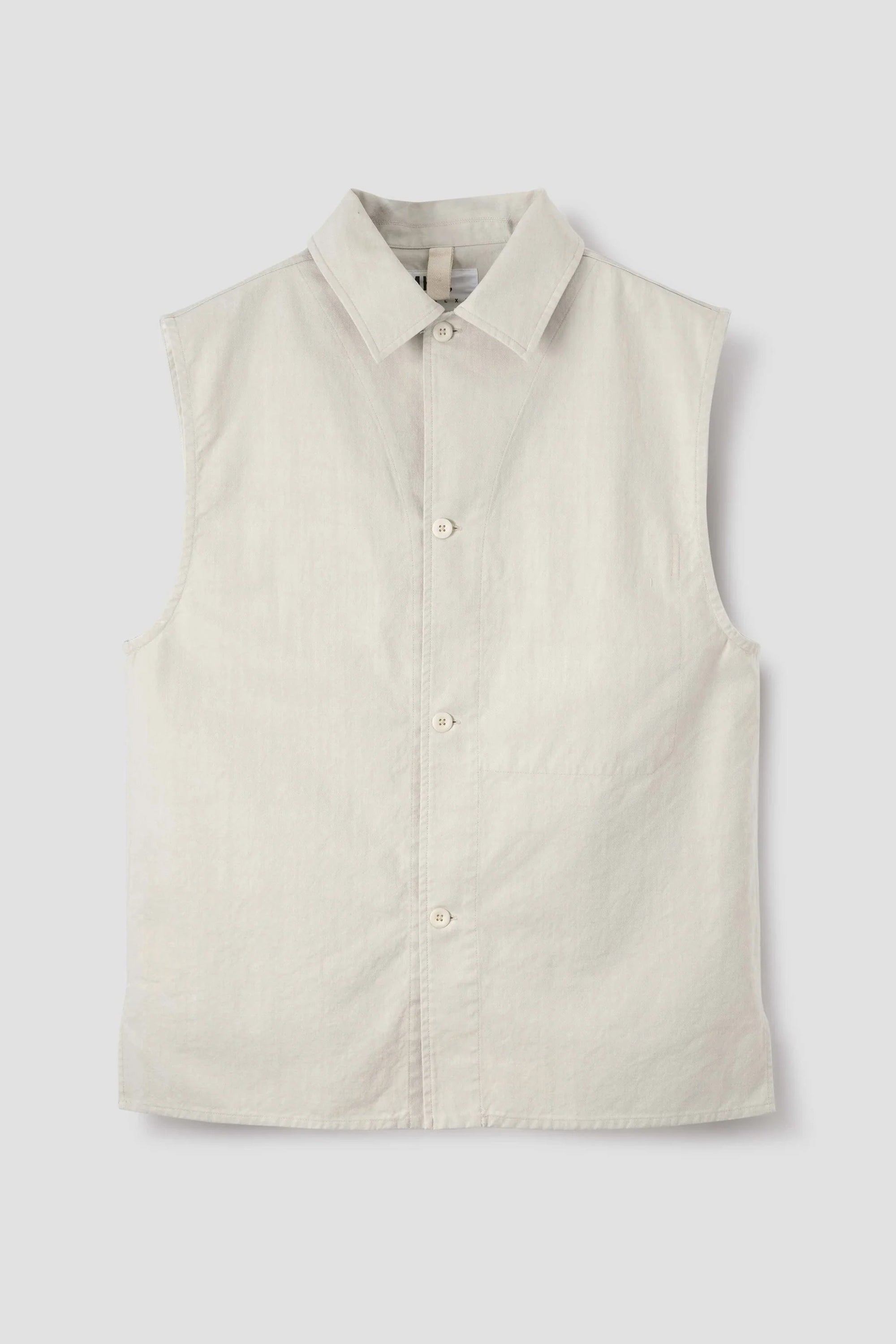 Sleeveless Overshirt Irregular Cotton Drill Chalk_4