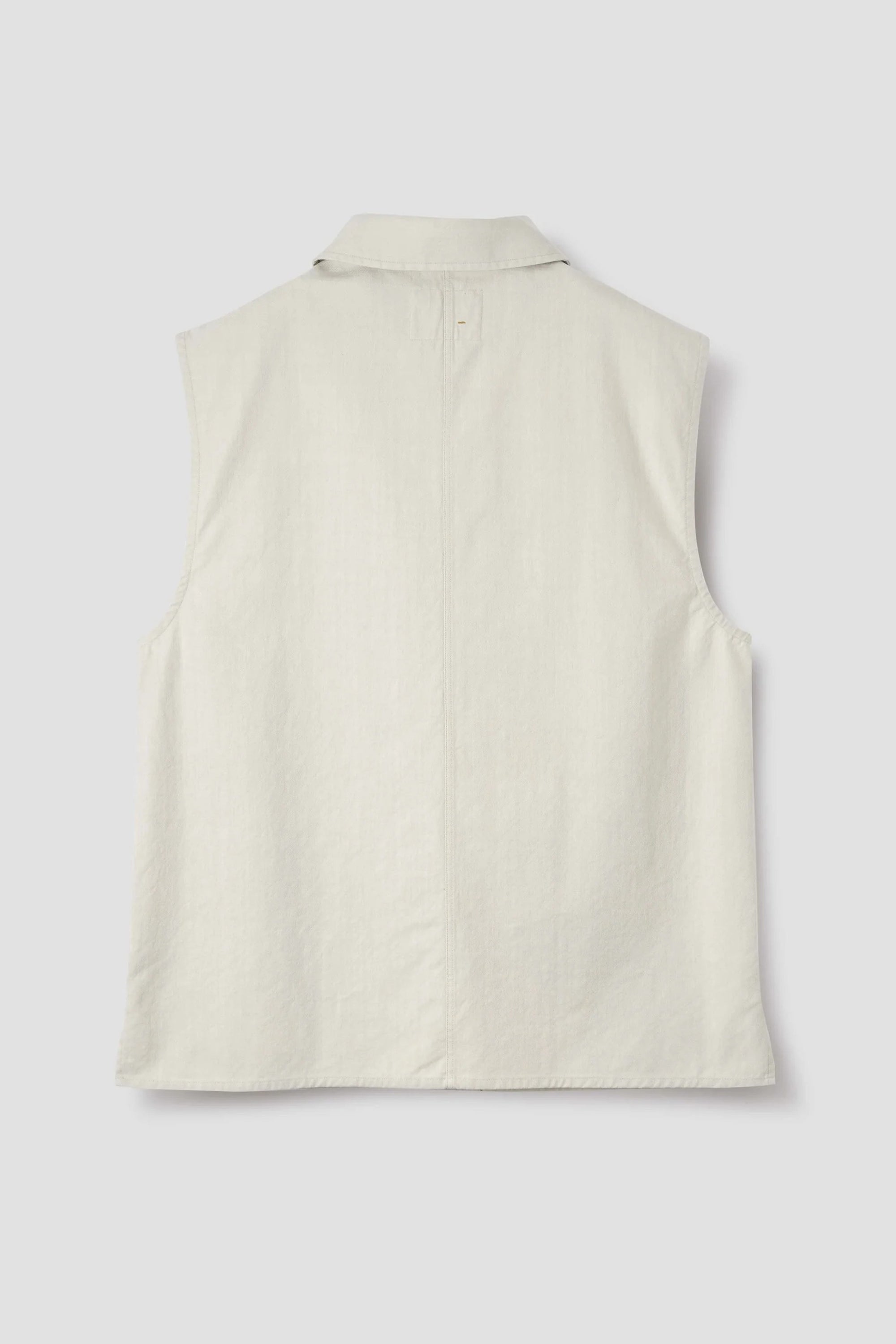 Sleeveless Overshirt Irregular Cotton Drill Chalk_5