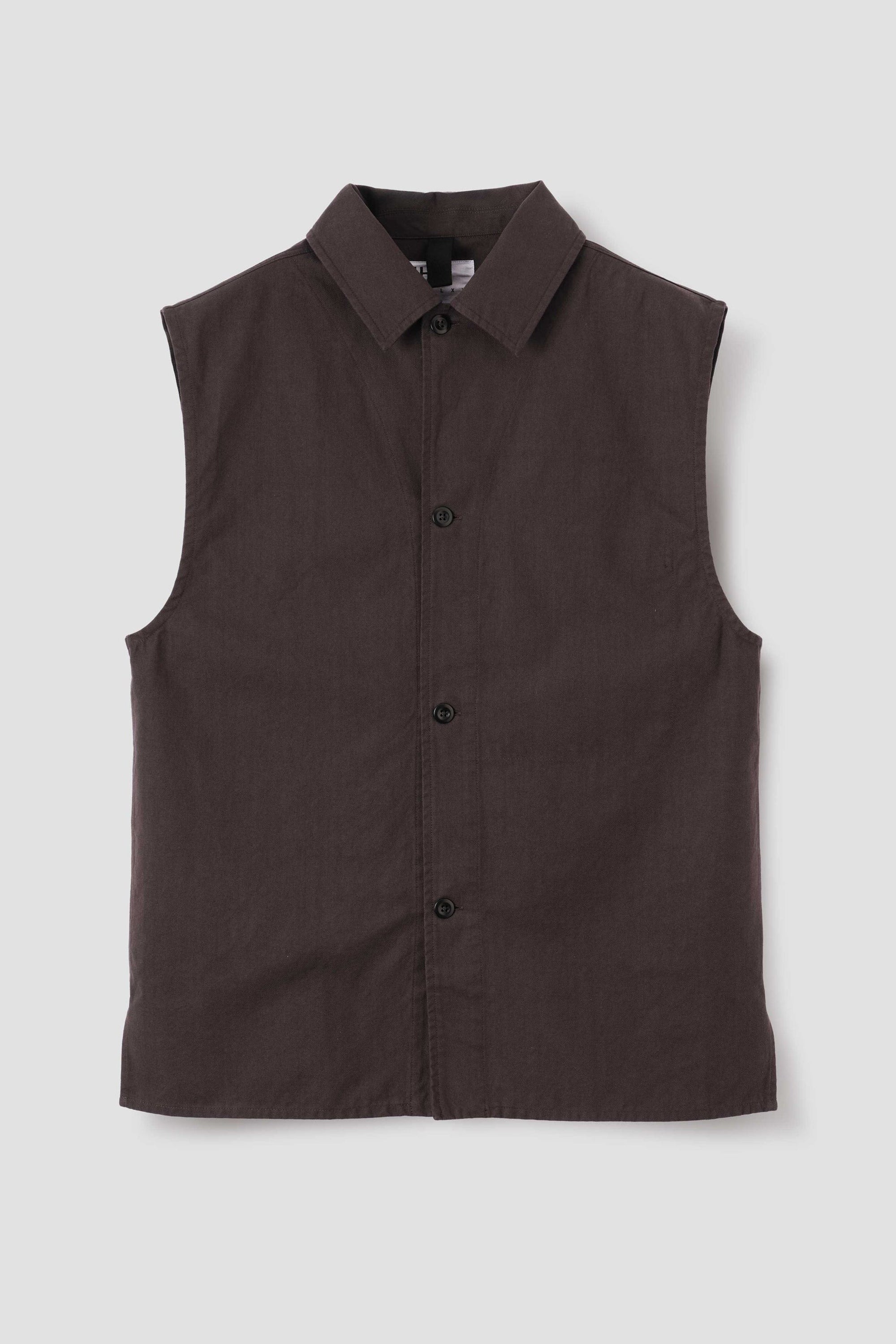 Sleeveless Overshirt Irregular Cotton Drill Mahogany