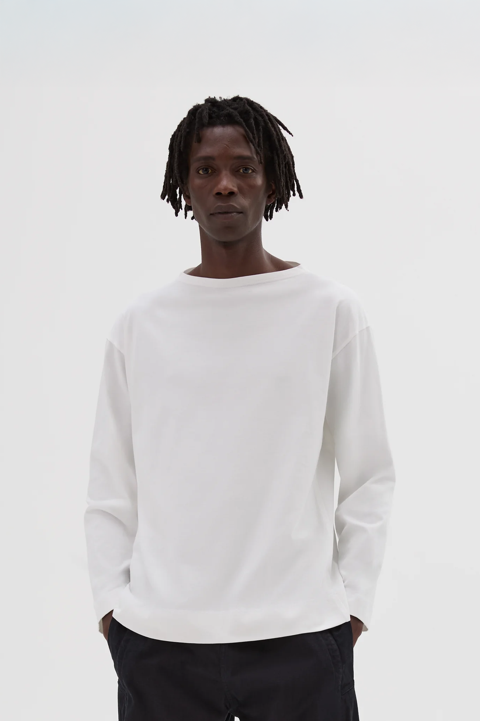 Smock Neck T-Shirt Light Cotton Jersey Off White_1