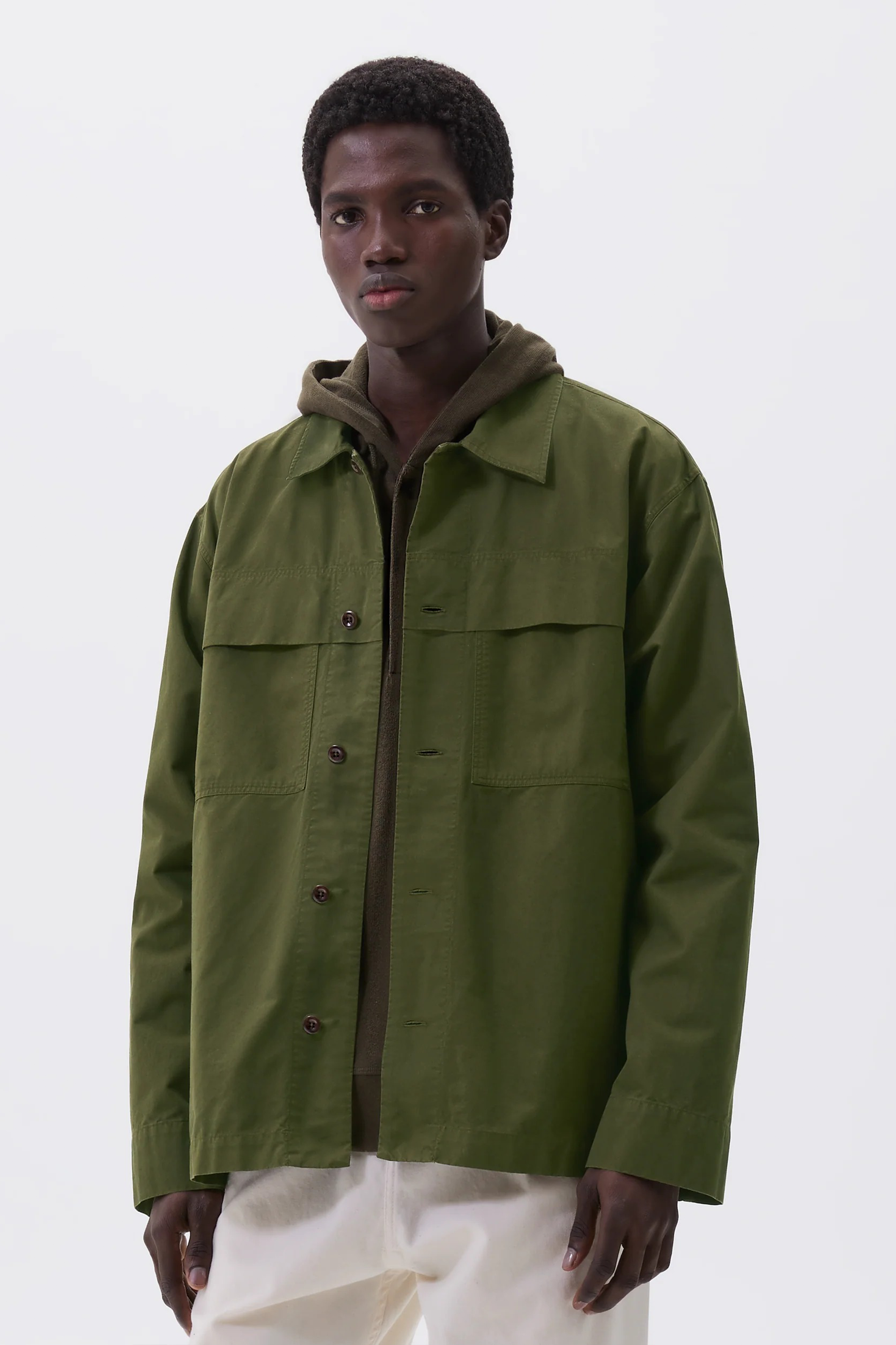 Storm Flap Shirt Brushed Cotton Twill Seaweed