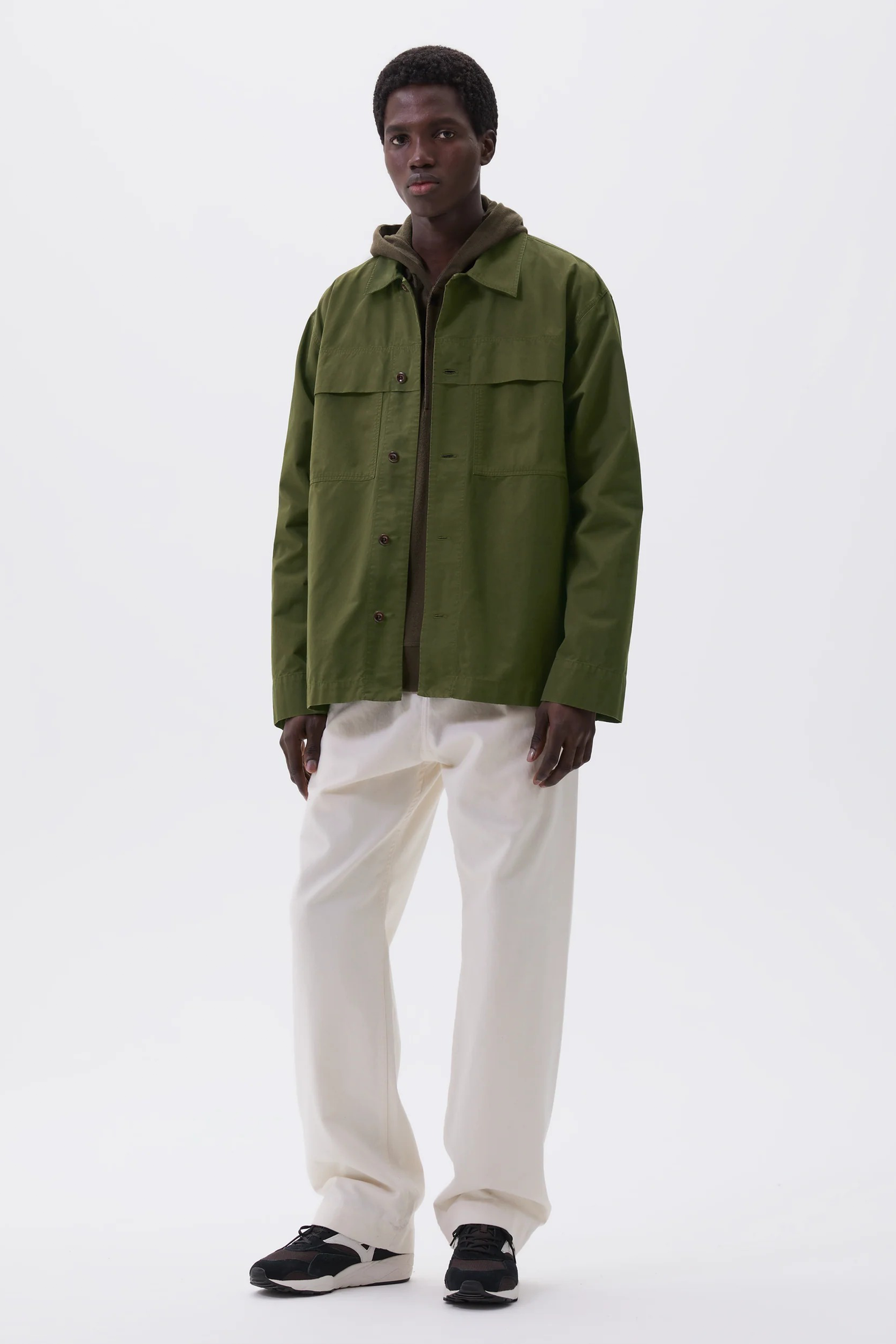 Storm Flap Shirt Brushed Cotton Twill Seaweed
