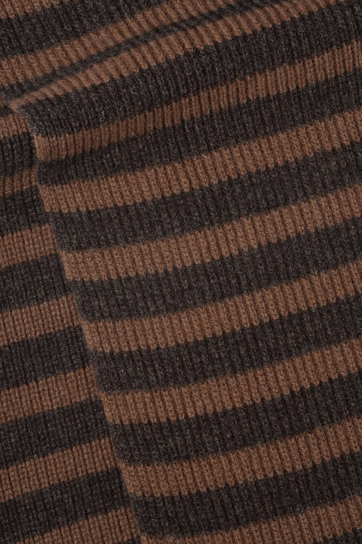 Textured Stripe Scarf Lambswool Cocoa/ Conker_3