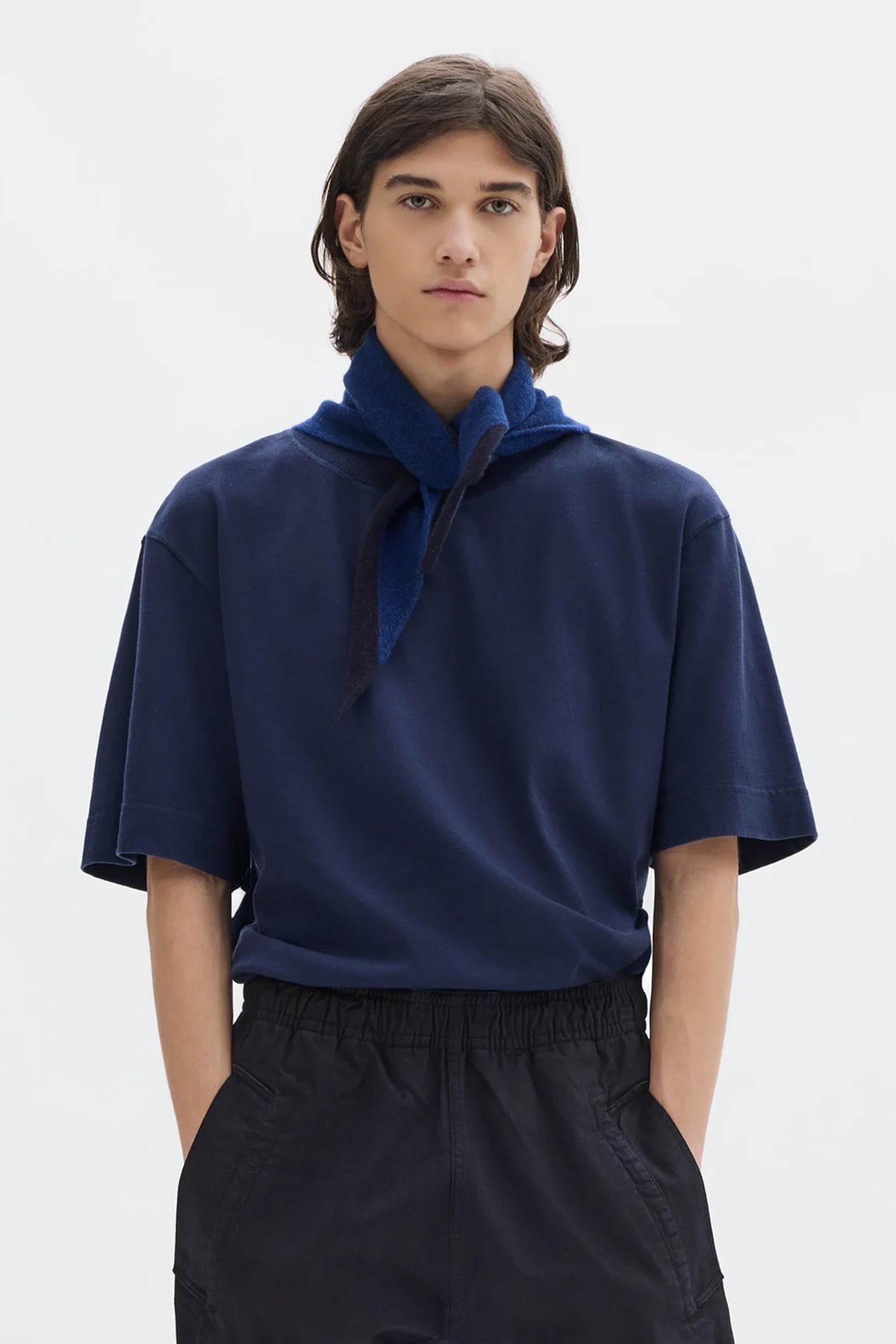 Tipped Scout Scarf Lambswool Cobalt/ Indigo