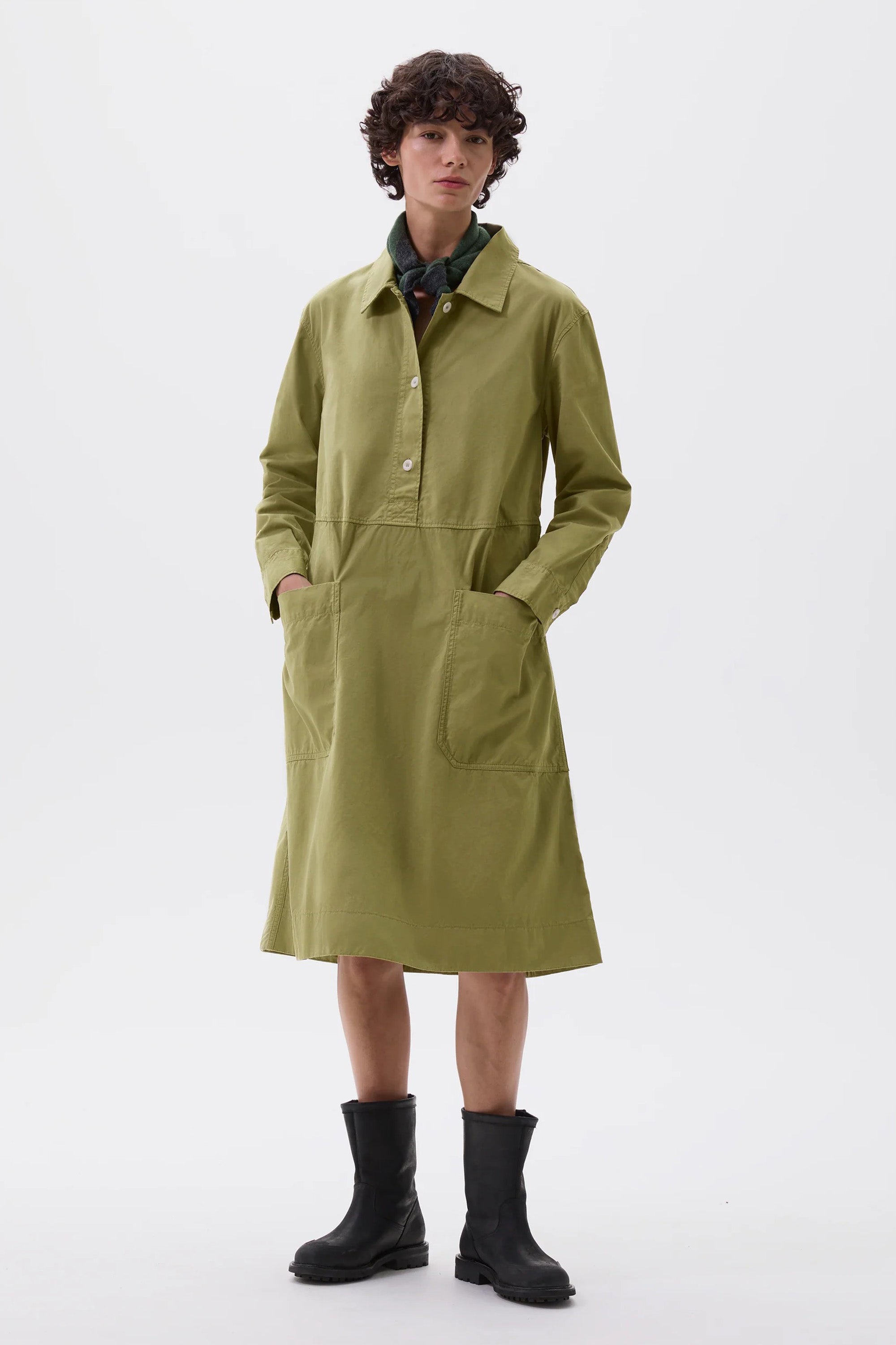 Tipped Scout Scarf Lambswool Green/ Charcoal