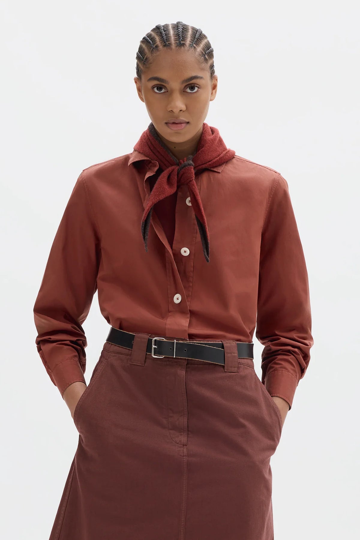 Tipped Scout Scarf Lambswool Sienna/ Mohagany