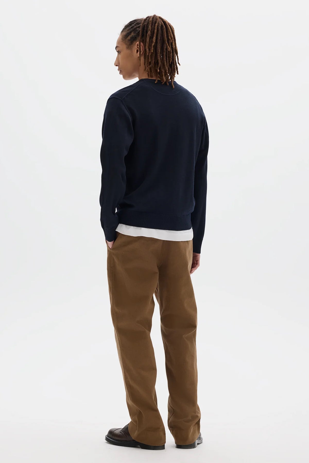V Neck Jumper Fine Merino Wool Ink_3