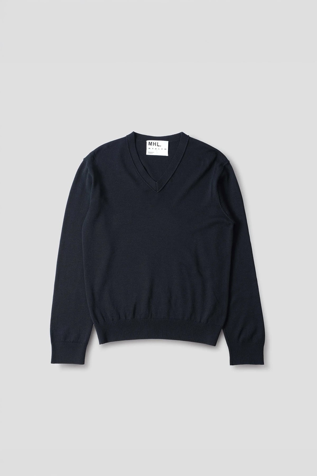 V Neck Jumper Fine Merino Wool Ink_5